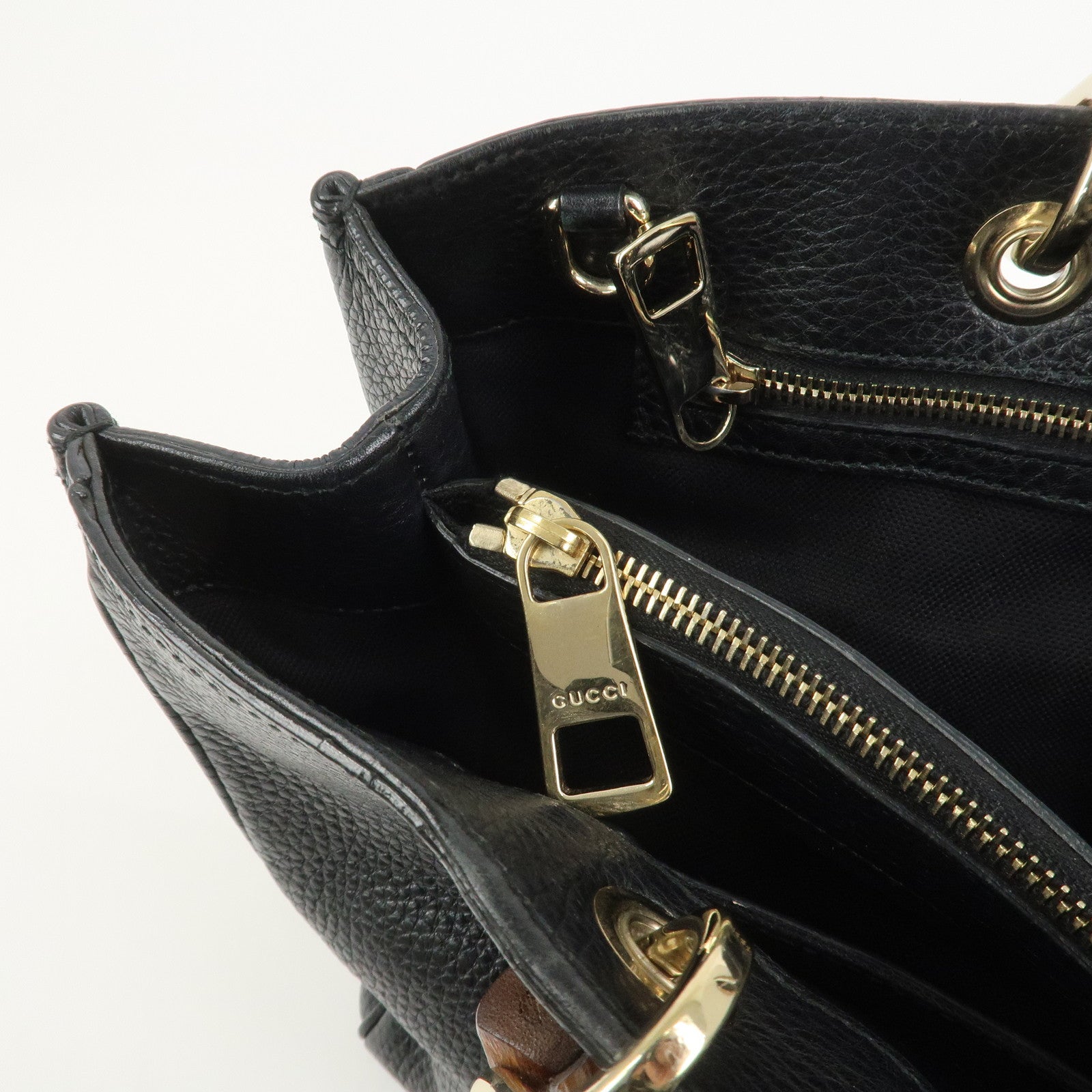 GUCCI Bamboo Shopper Medium 2Way Bag Shoulder Bag Black 323660