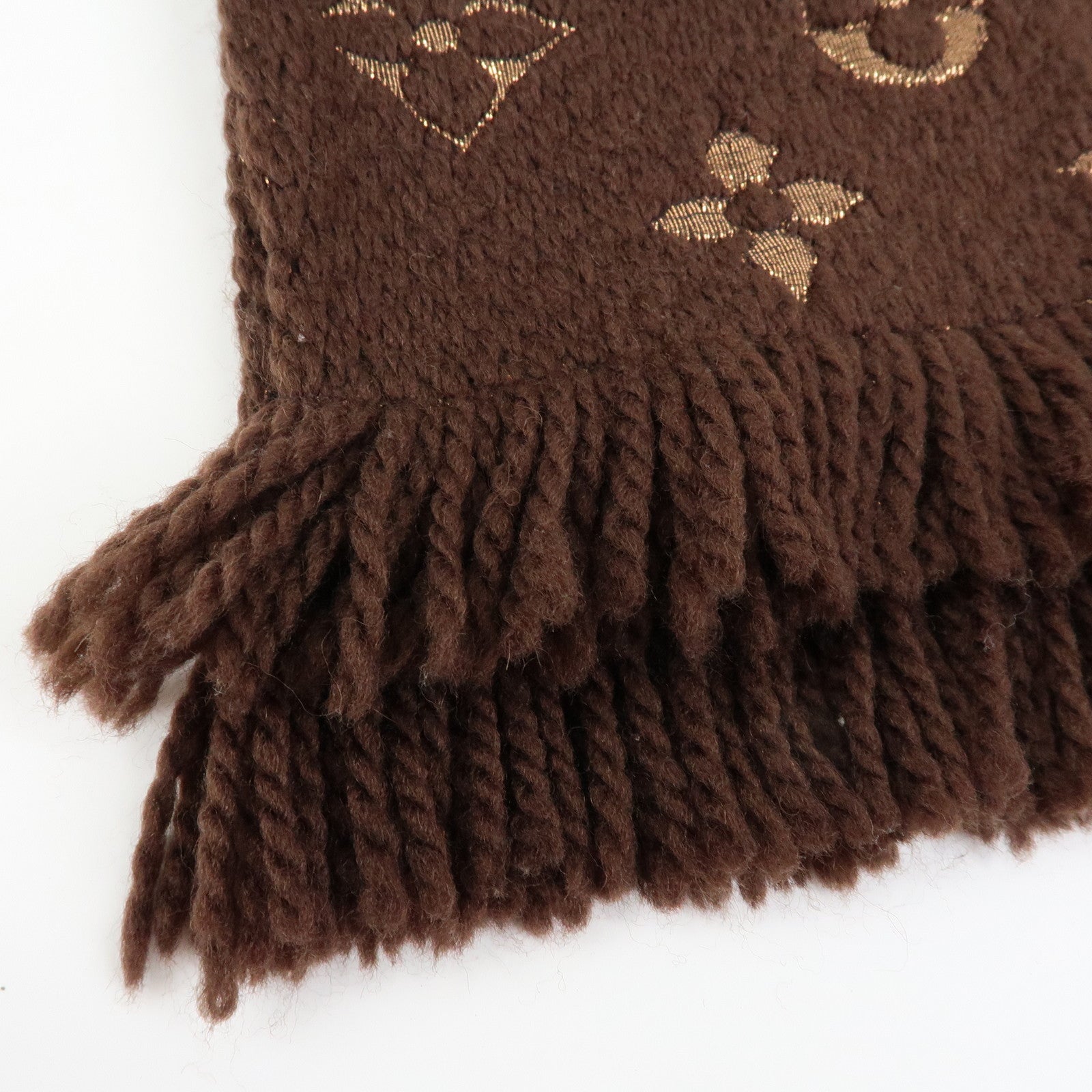 Louis Vuitton Echarpe Logomania Shine Wool Silk Scarf Brown M71383