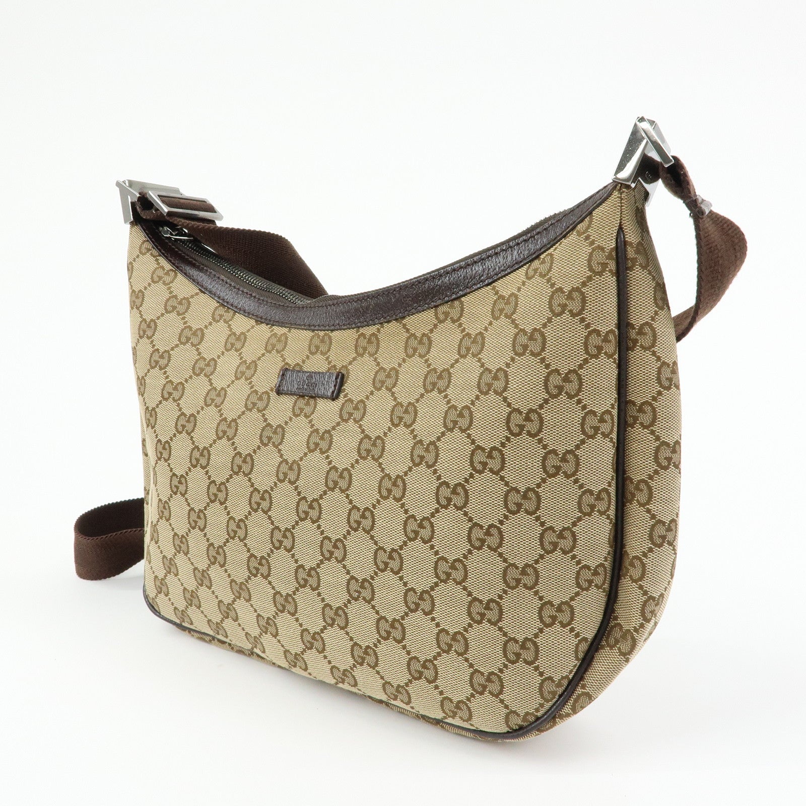 GUCCI GG Canvas Leather Shoulder Bag Crossbody Bag Beige 122790