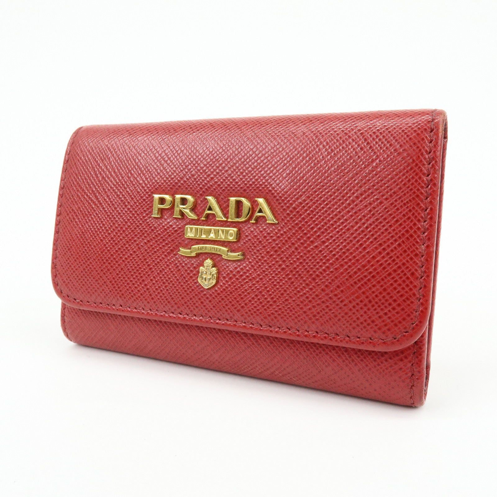 PRADA Set of 2 Saffiano Leather Key Case Red 1PG004/1PG222