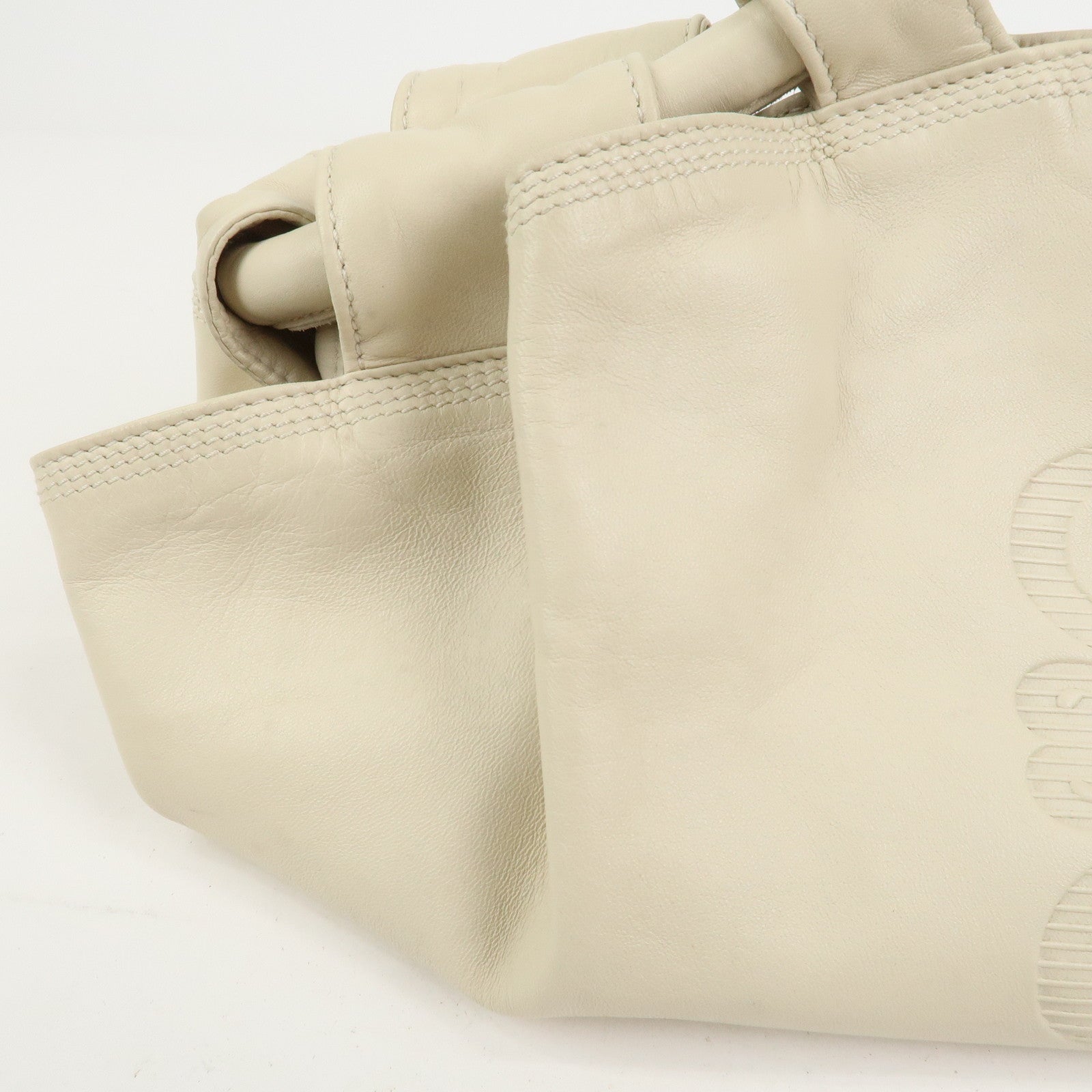 LOEWE Anagram Logo Nappa Aire Leather Hand Bag Ivory