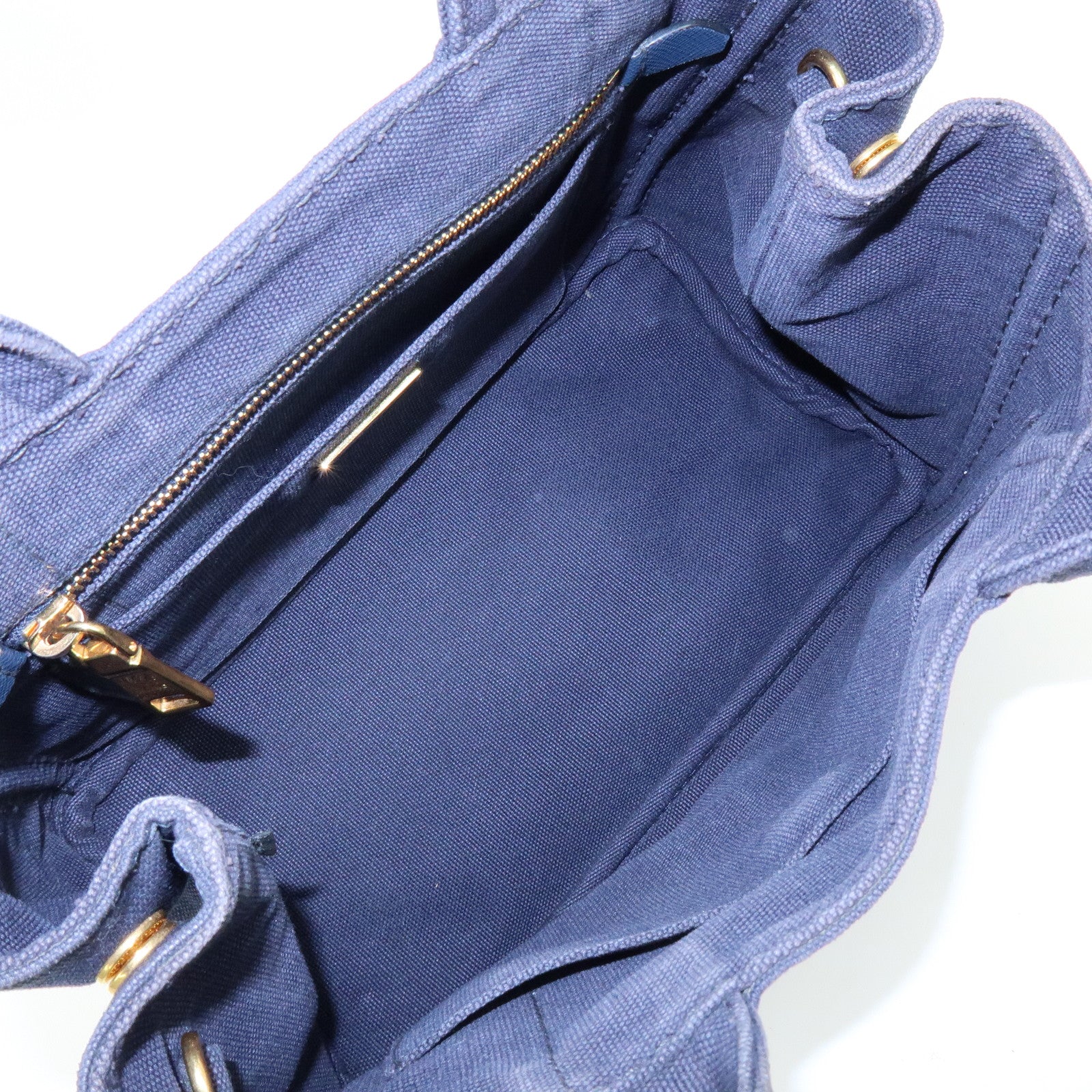 PRADA Canapa Mini Canvas 2Way Bag Hand Bag Navy 1BG439