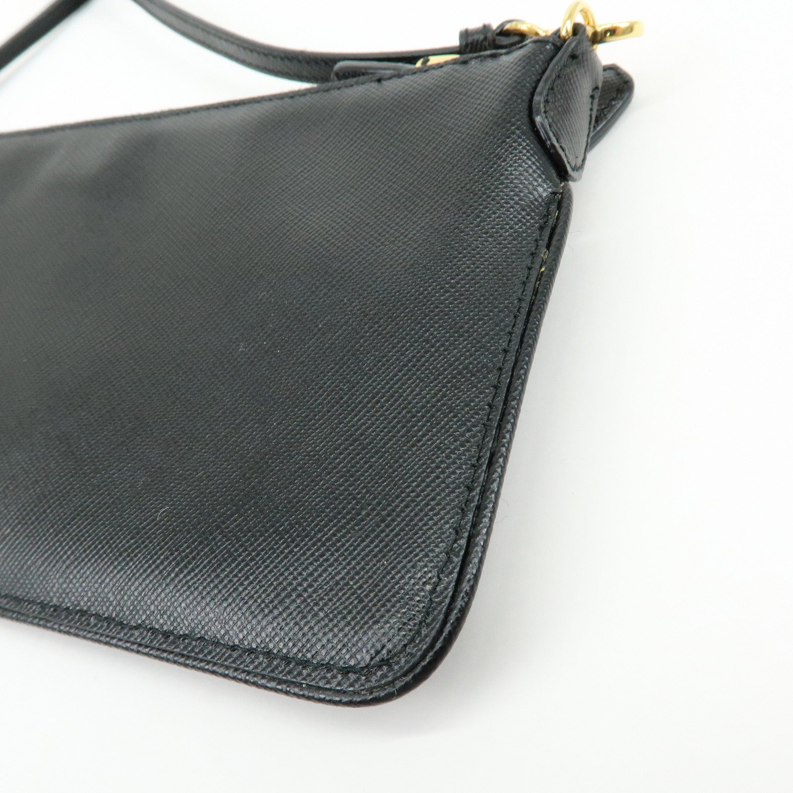 PRADA Saffiano Leather Shoulder Bag Crossbody Bag Black 1M1187