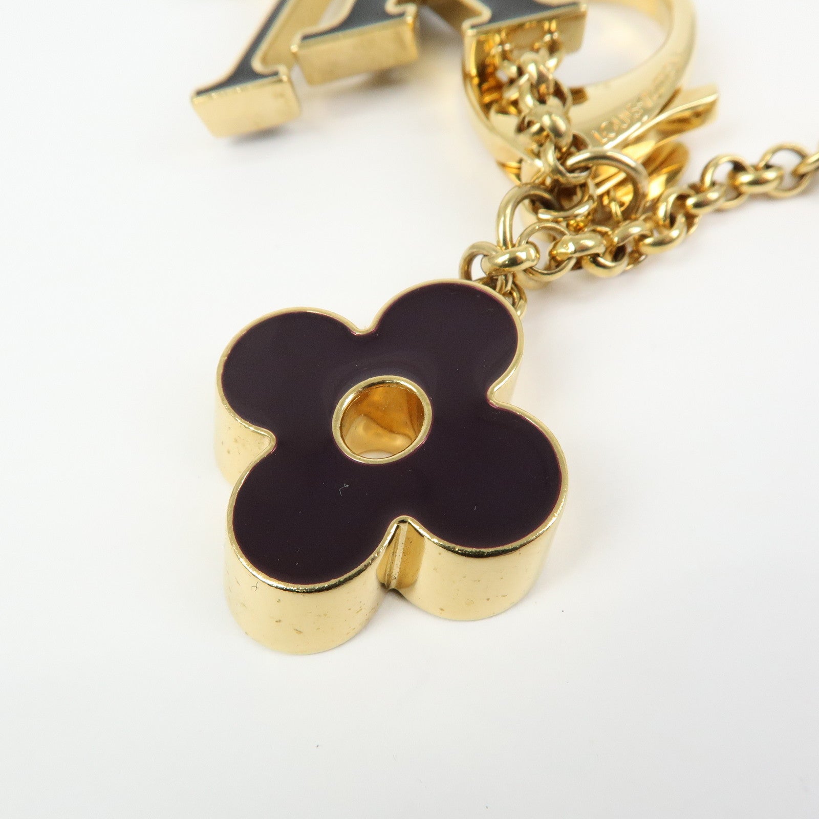 Louis Vuitton Fleur de Monogram Key Chain Bag Charm Gold M67119