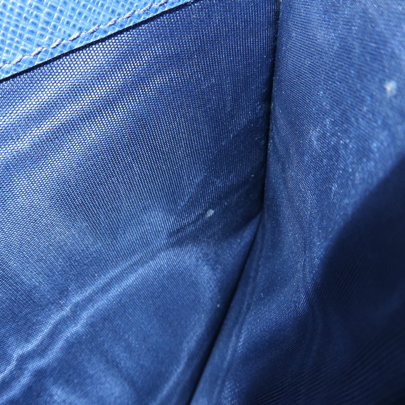 PRADA Logo Saffiano Leather Bi-fold Compact Wallet Navy 1ML018