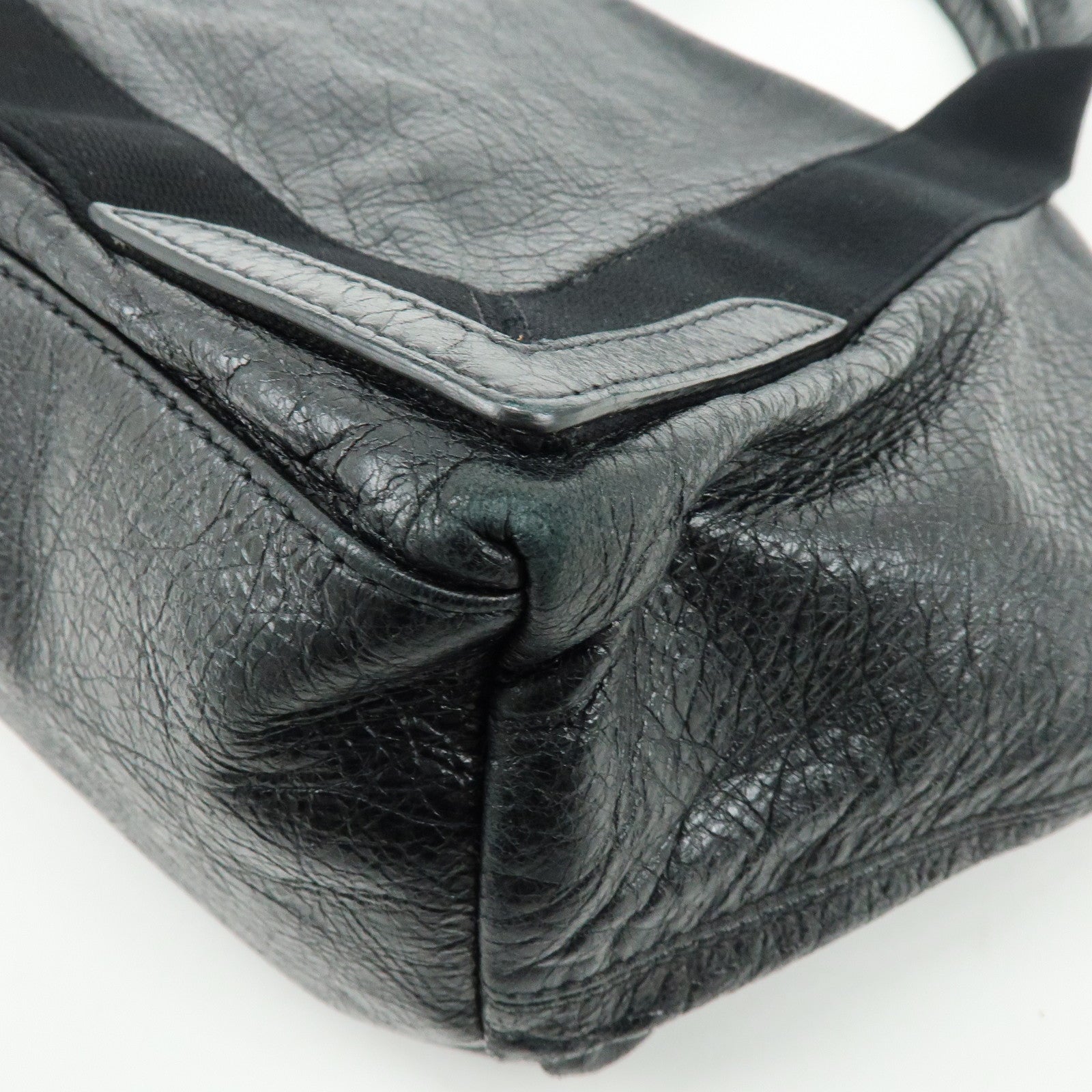 BALENCIAGA Navy Cabas Leather Small Tote Bag Black 339933