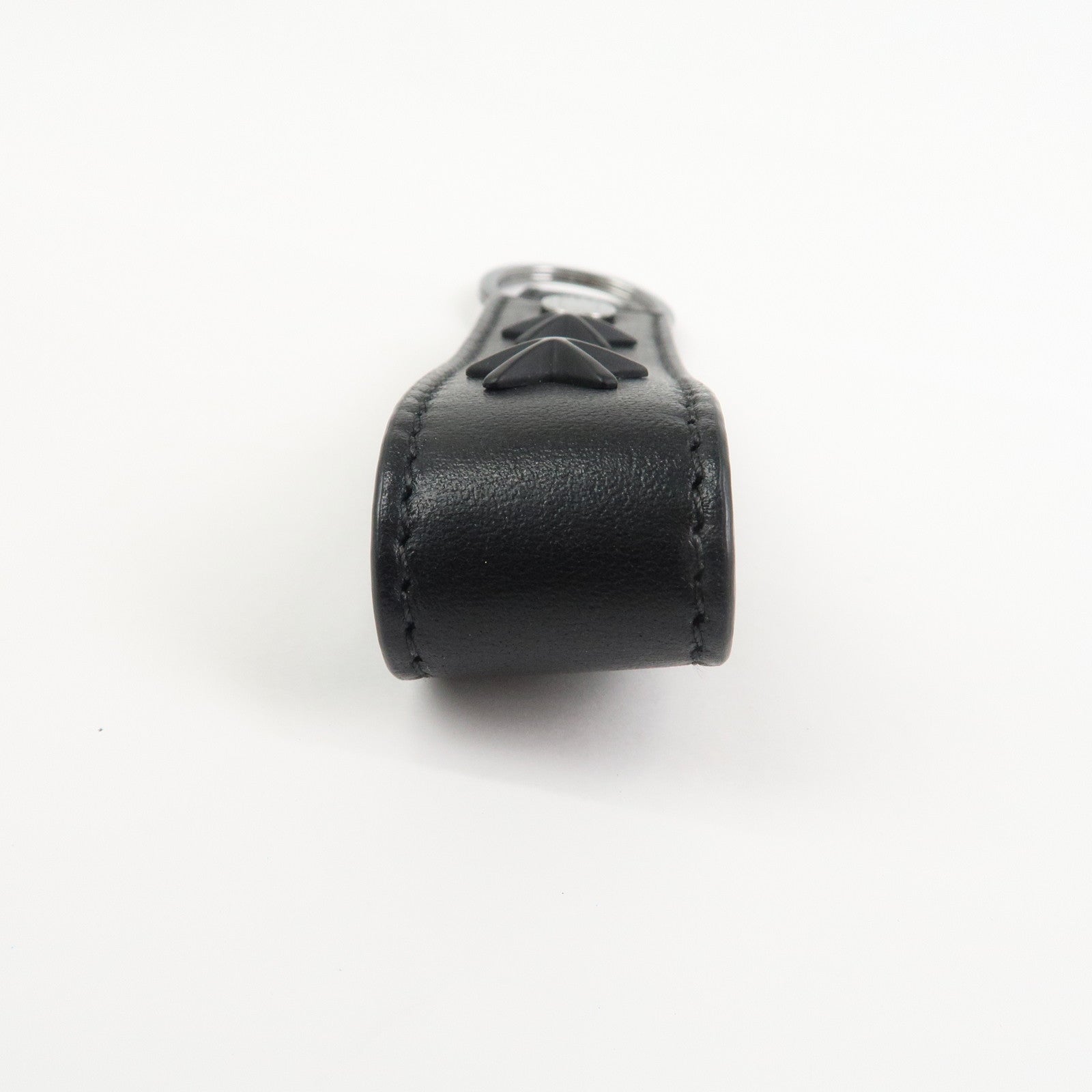 JIMMY CHOO Leather Bag Charm Key Chain Star Studs Black