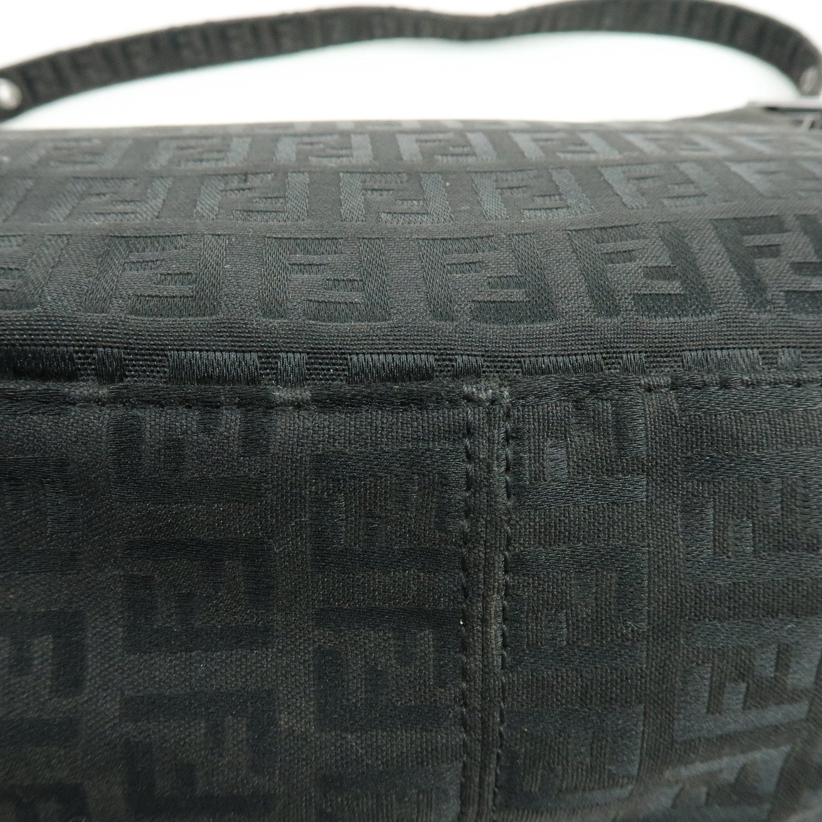 FENDI Zuccino Canvas Mamma Baguette Shoulder Bag Black 8BR001