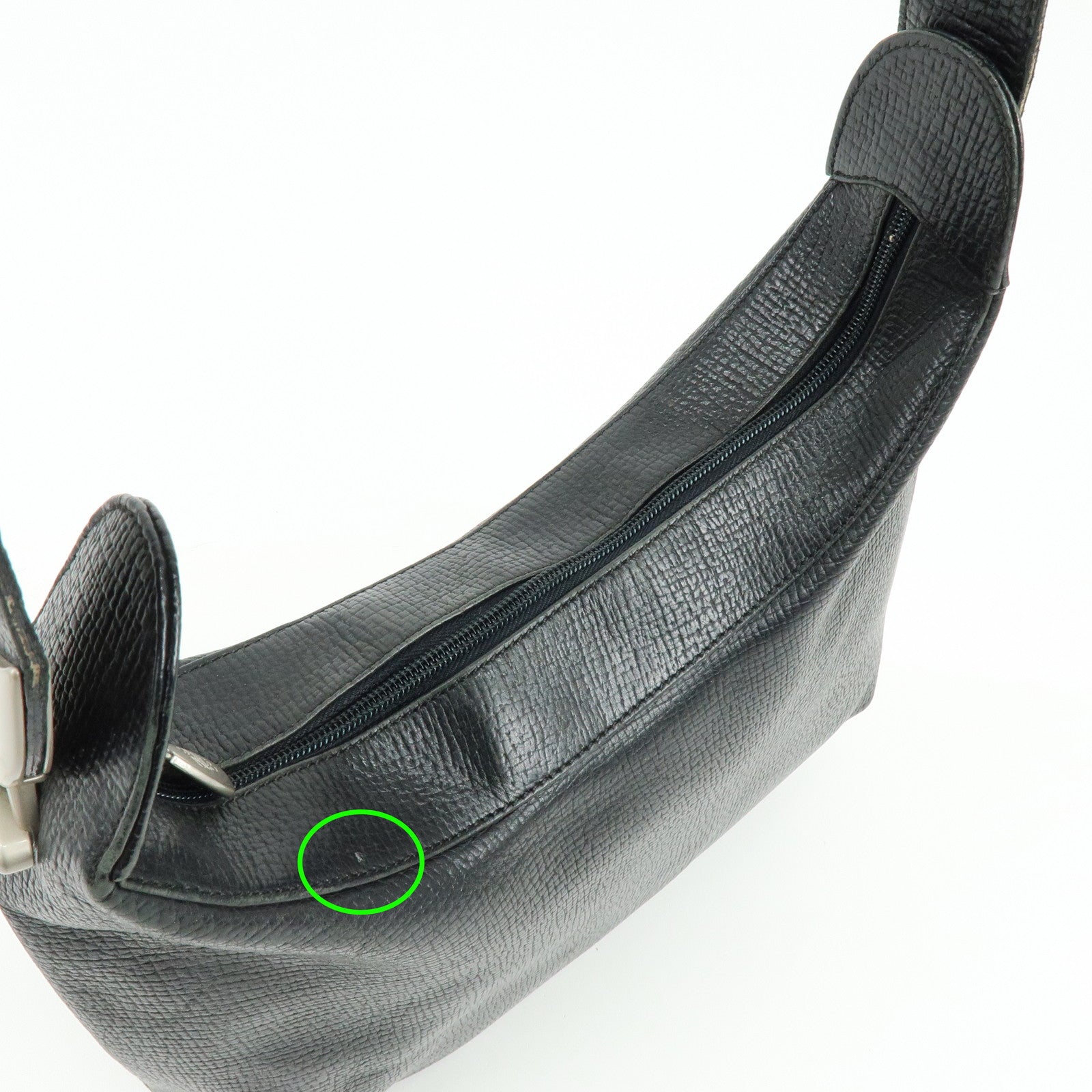 LOEWE Embossed Leather Shoulder Bag Hand Bag Black