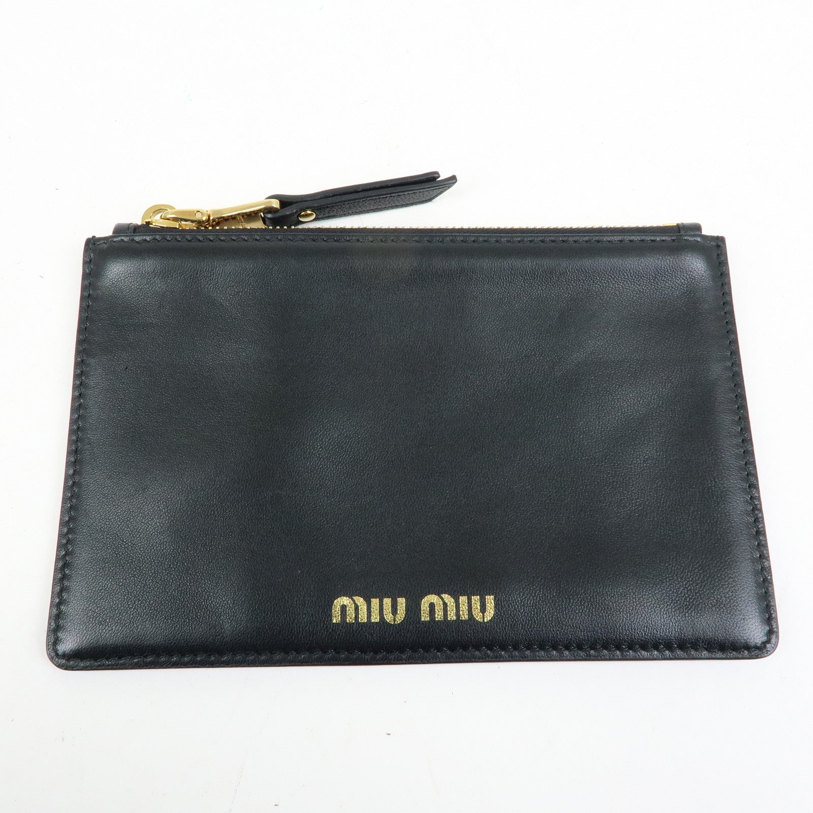 MIU MIU Matelasse Leather Gathered Shoulder Bag Crossbody Bag Black