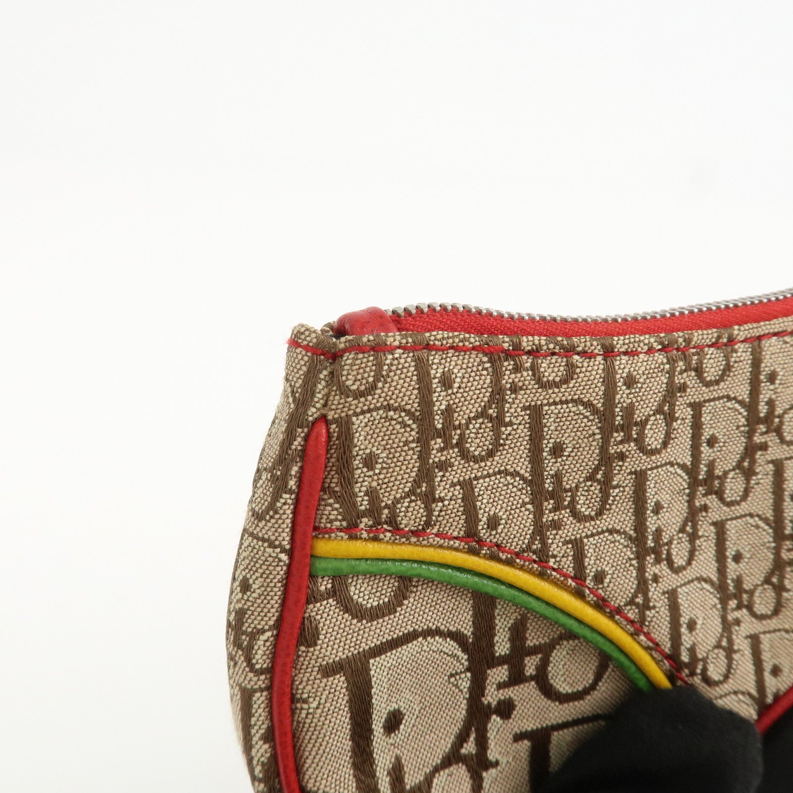 Christian Dior Rasta Trotter Canvas Leather Saddle Coin Case Brown