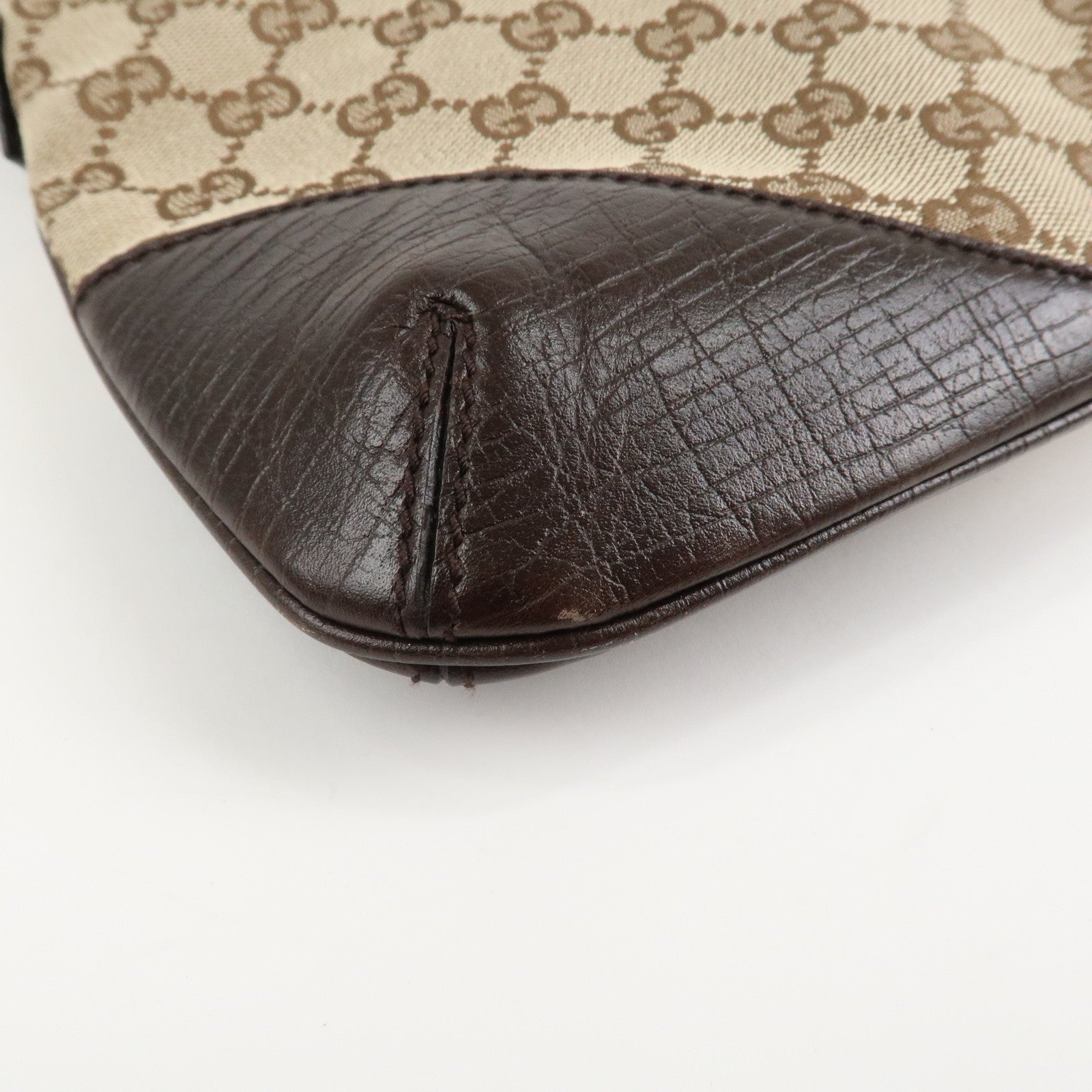 GUCCI Horsebit Sherry GG Canvas Leather Shoulder Bag Brown 17004