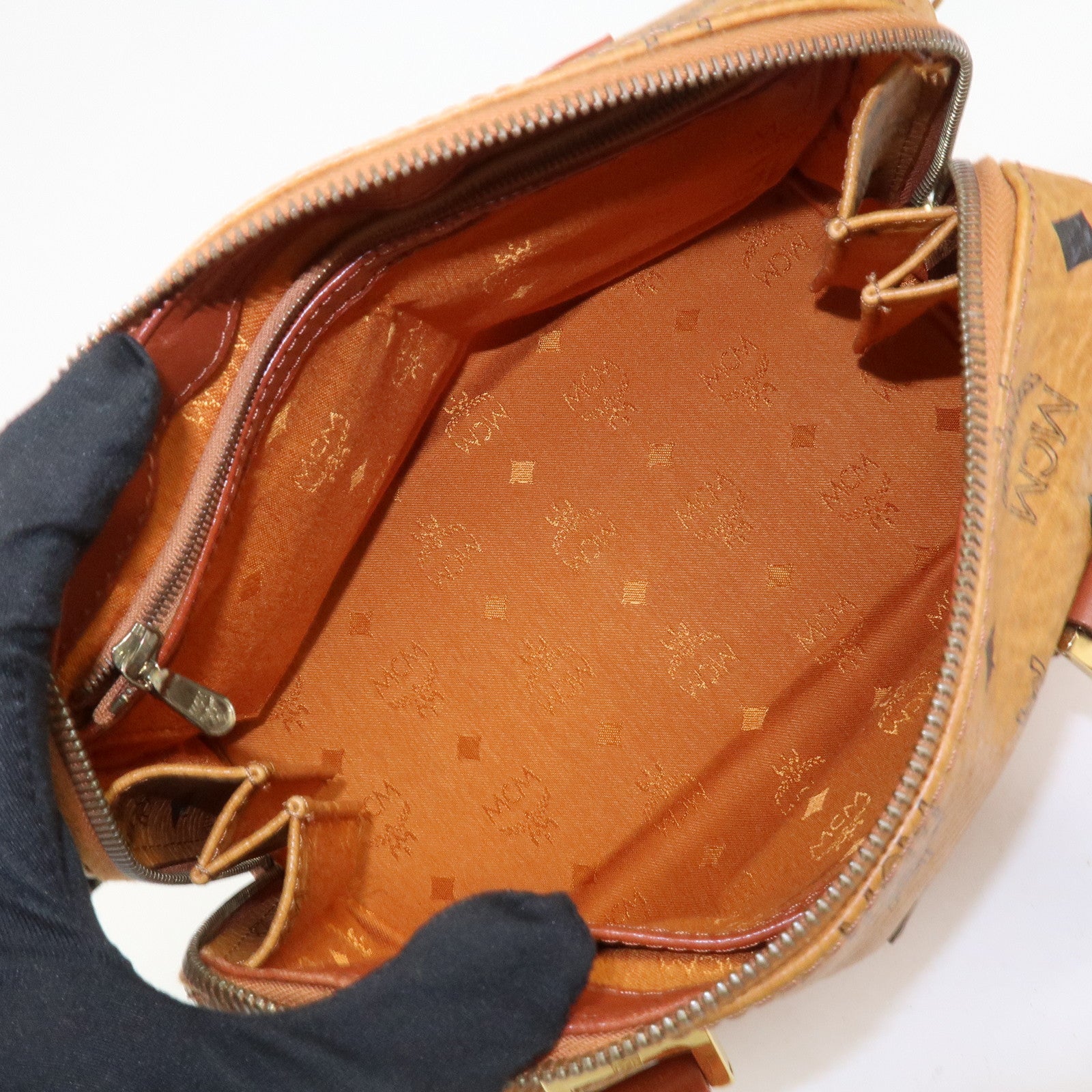 MCM Visetos Leather 2Way Bag Hand Bag Shoulder Bag Brown