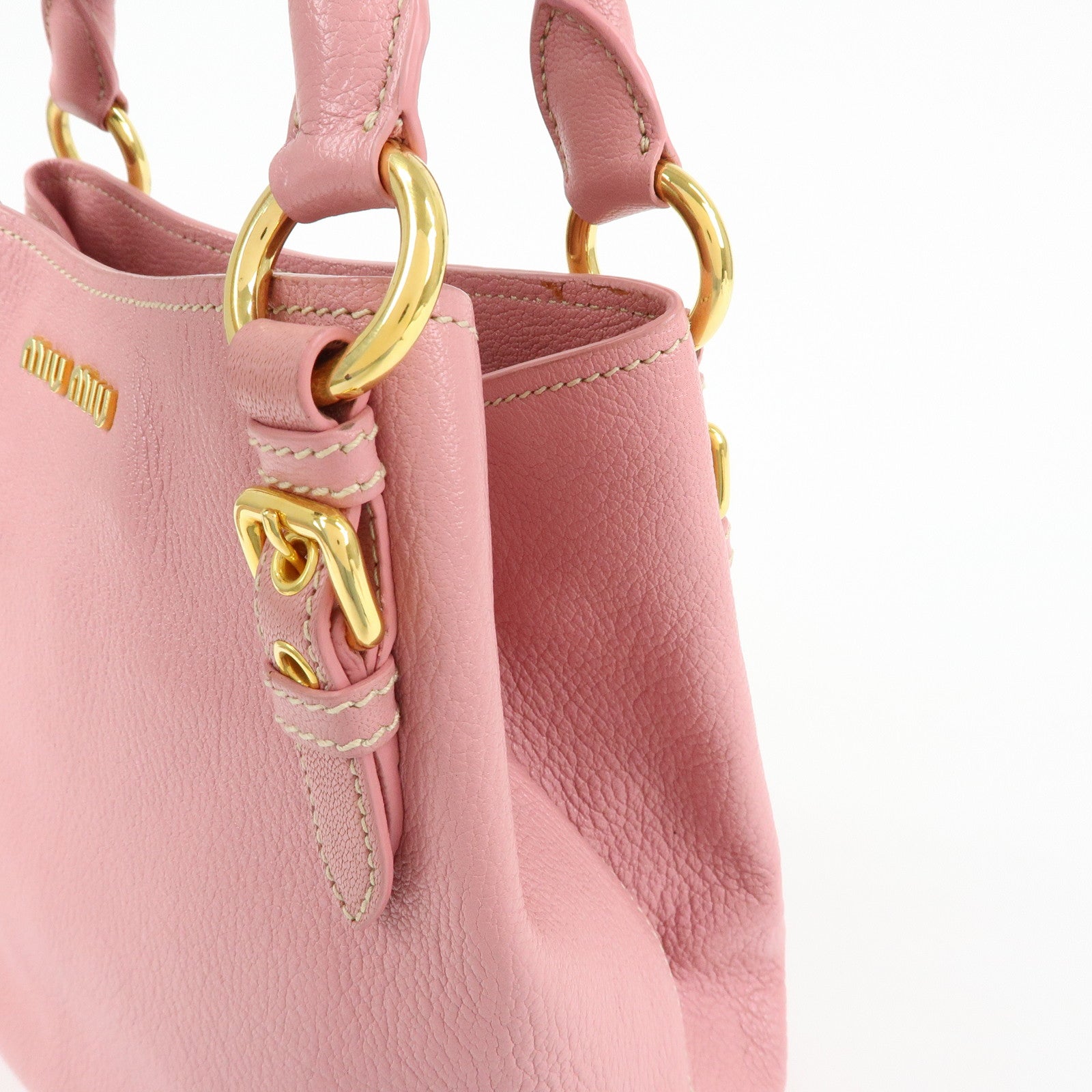 MIU MIU Madras Leather 2Way Shoulder Bag Hand Bag Pink RN0886