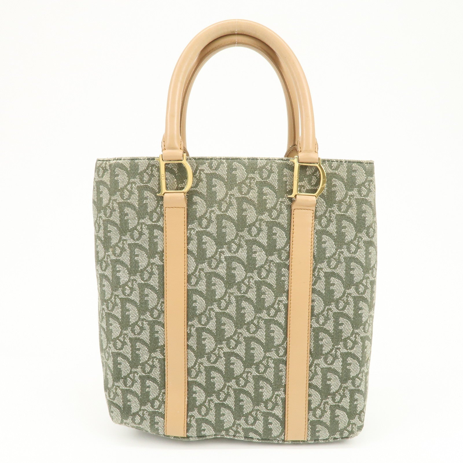 Christian Dior Trotter CH Jacquard Canvas Tote Bag Hand Bag Green