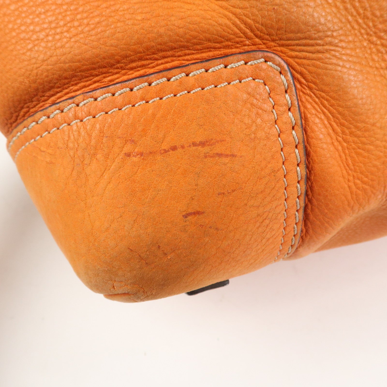 LOEWE Anagram Logo Leather Shoulder Bag Hand Bag Orange