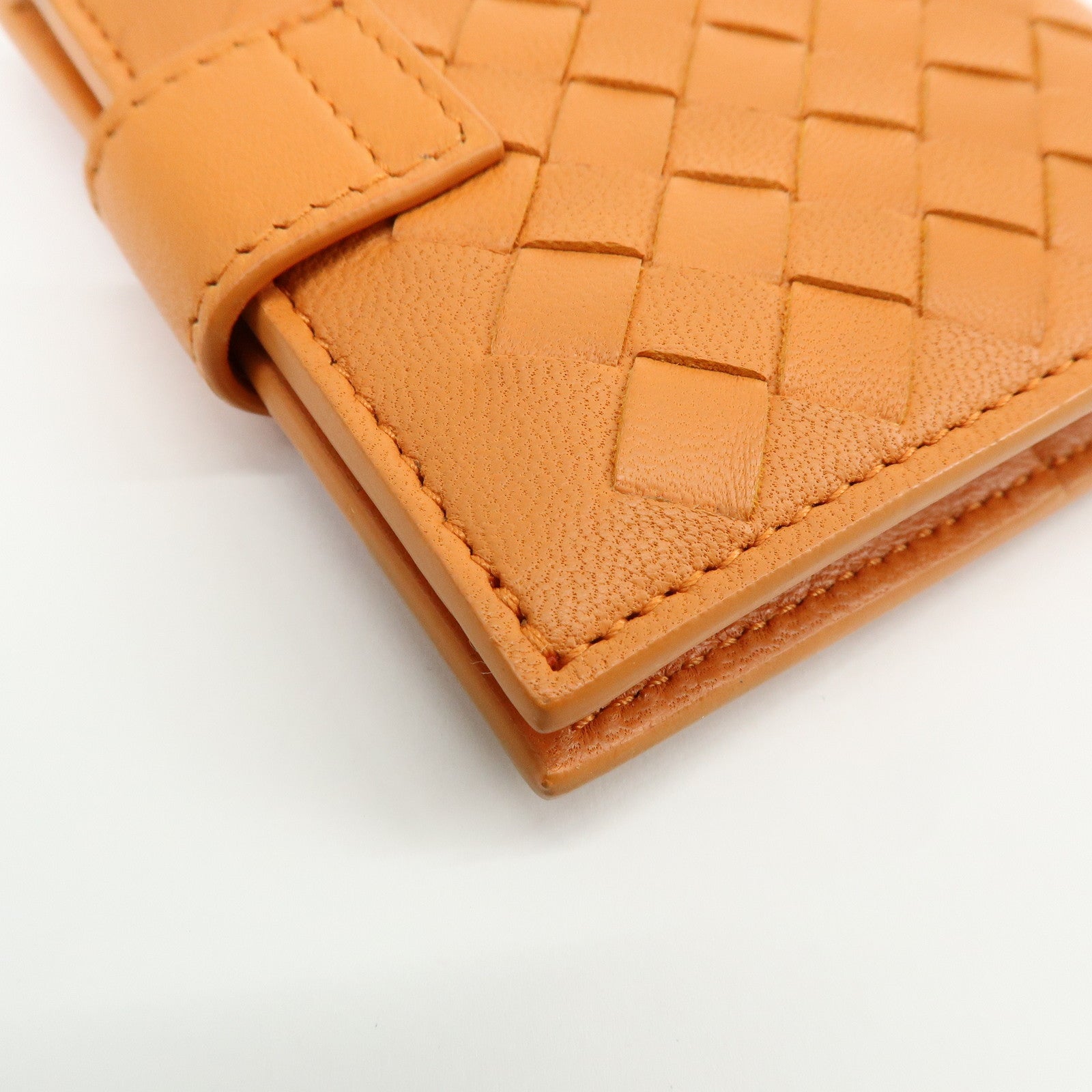 Bottega Veneta Intrecciato Leather Bi-fold Comact Wallet Orange