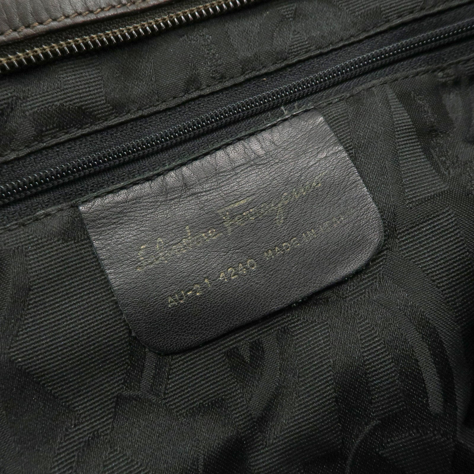 Ferragamo Vara Logo Canvas Tote Bag Shoulder Bag Brown