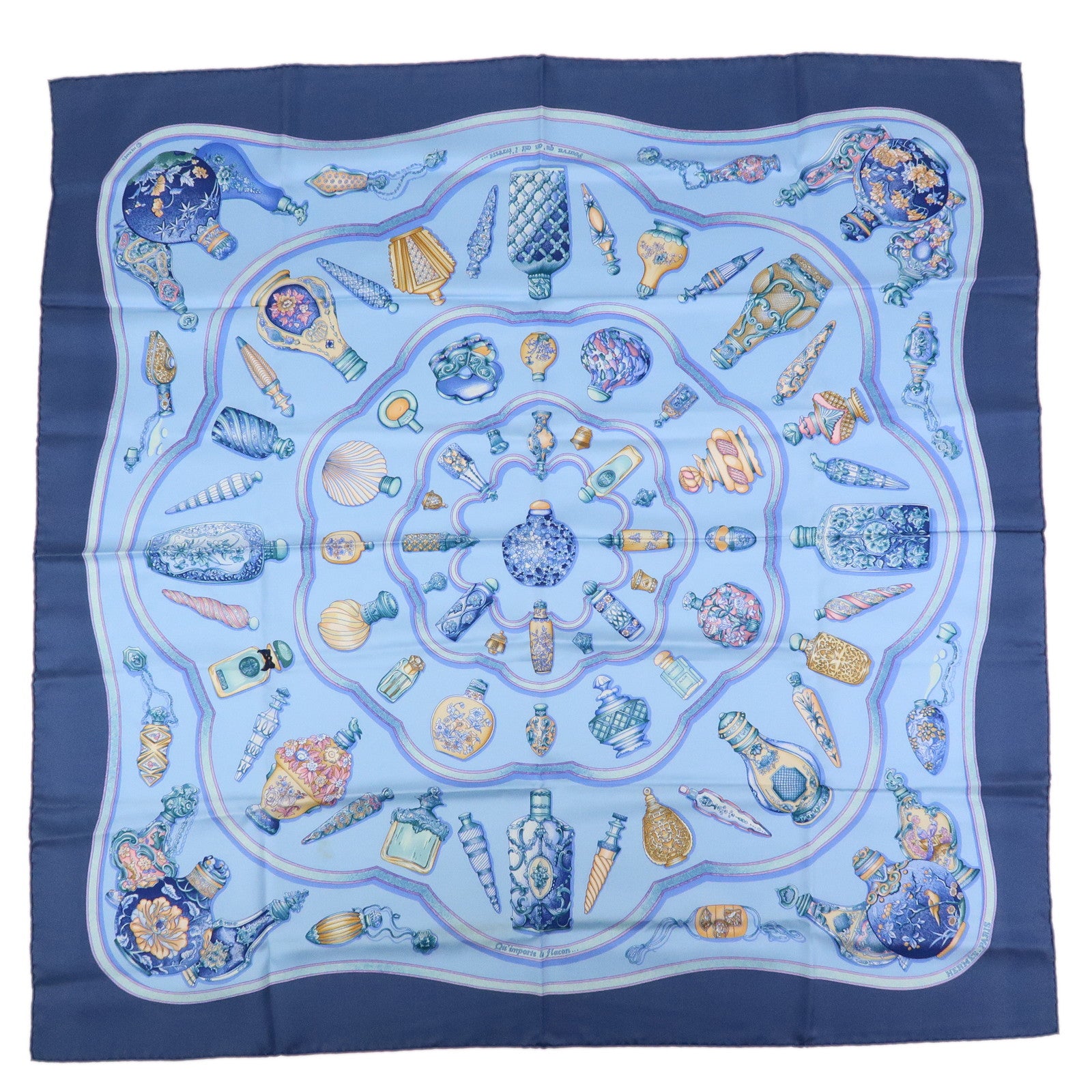 Hermes Carre 90 Silk 100% Scarf Pourvu qu'on ait l'ivresse Navy
