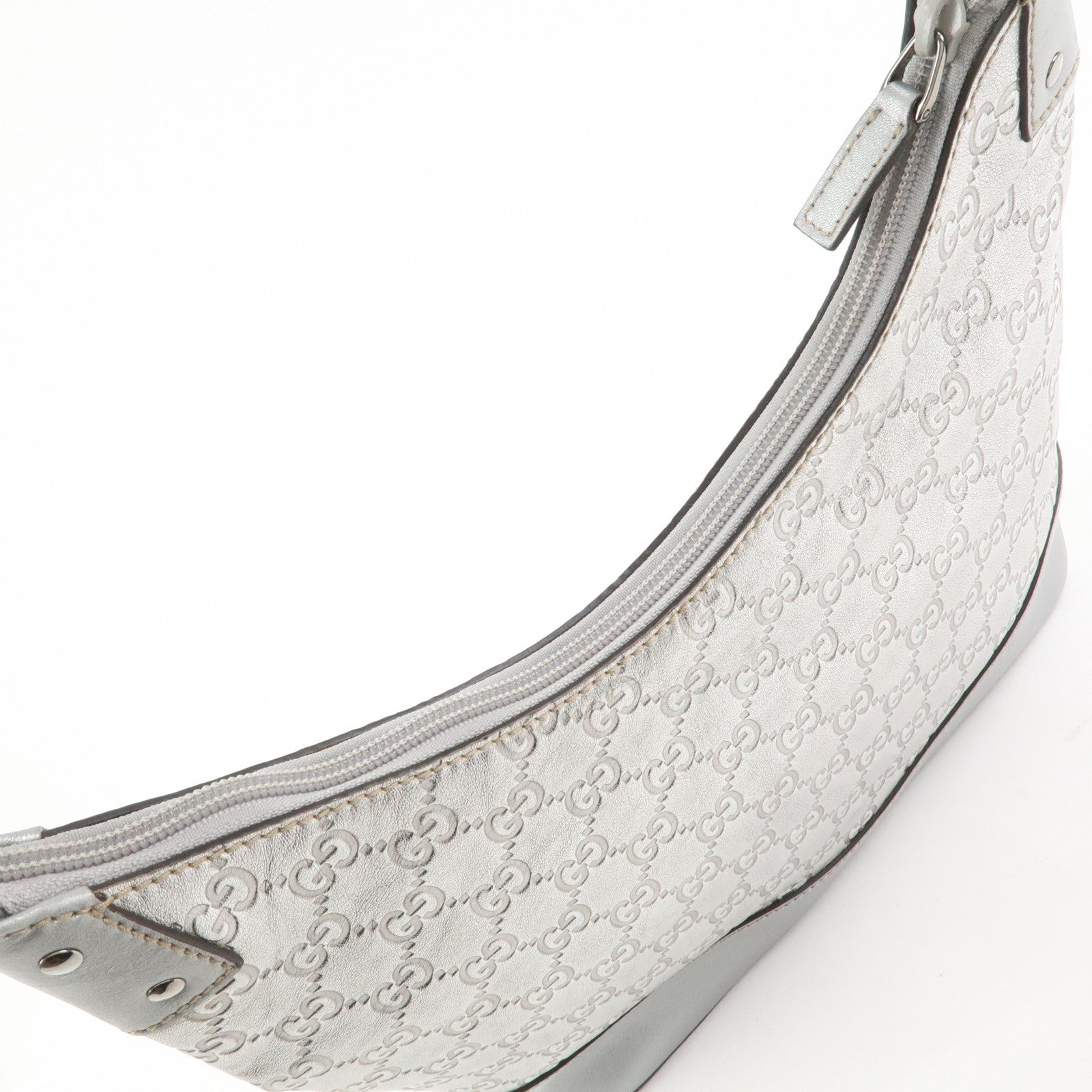 GUCCI Guccissima Leather Shoulder Bag Hand Bag Silver 239379