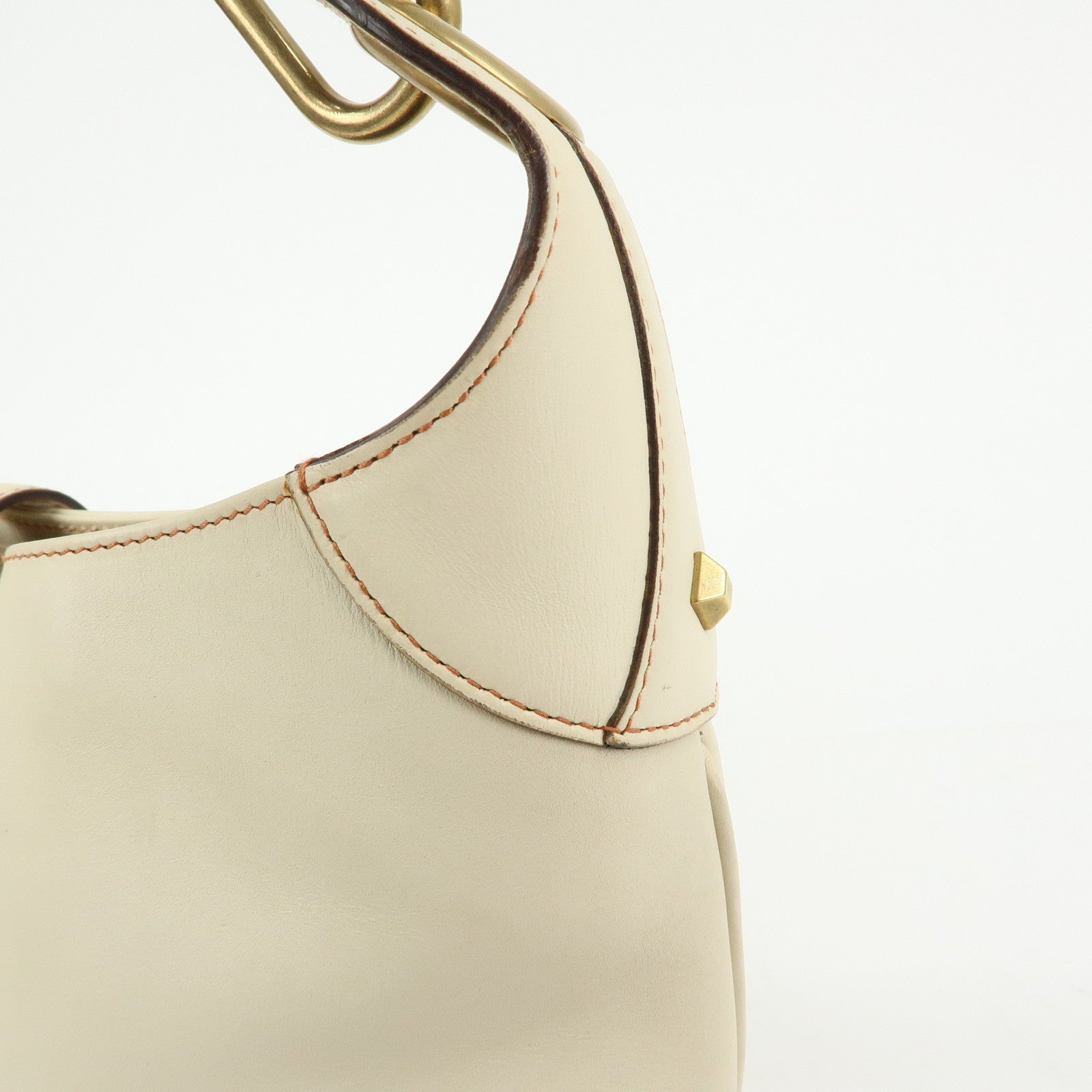 GUCCI Jackie Leather Shoulder Bag Hand Bag Studs Ivory 120888