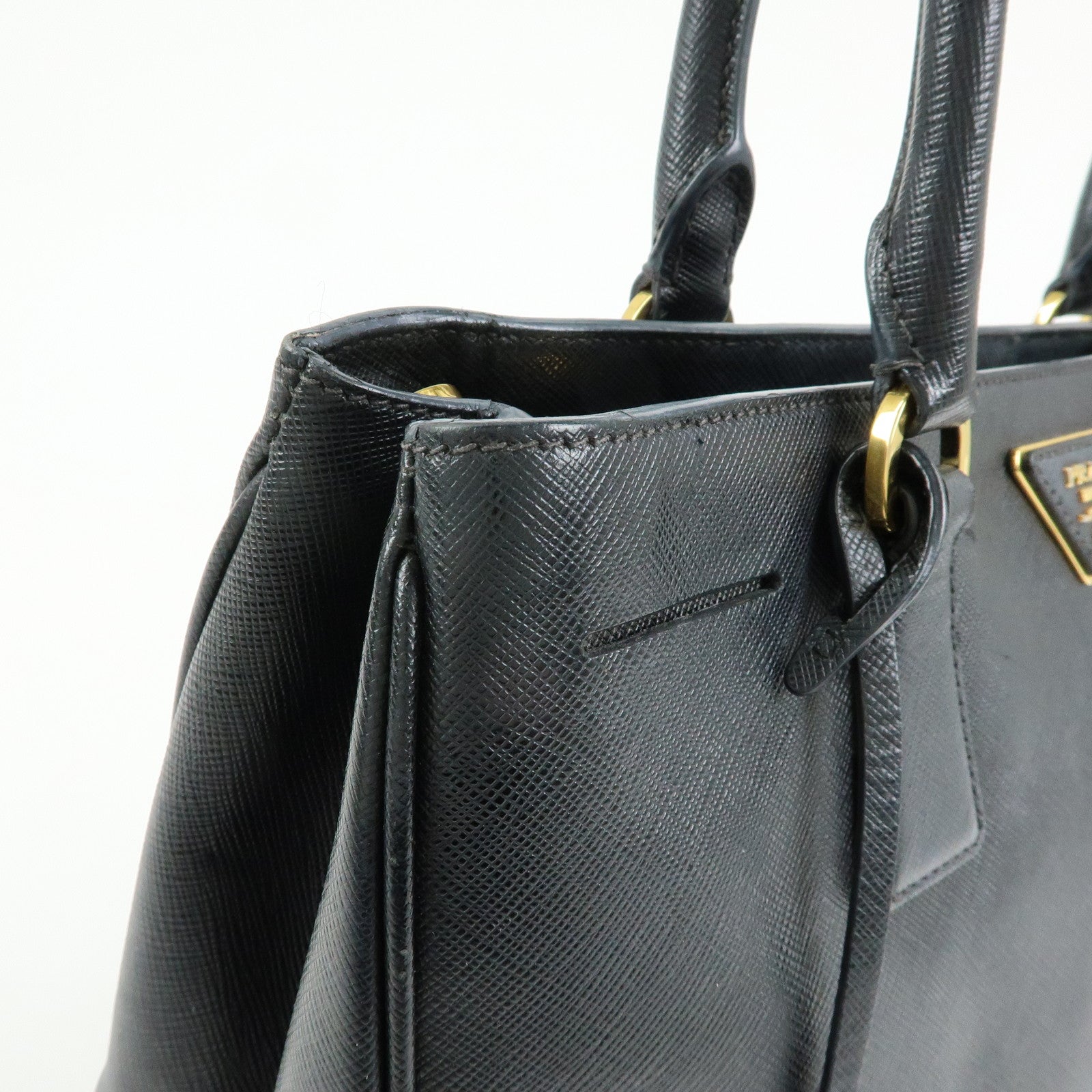 PRADA Triangle Logo Galleria Saffiano Leather 2Way Bag Black 1BA274