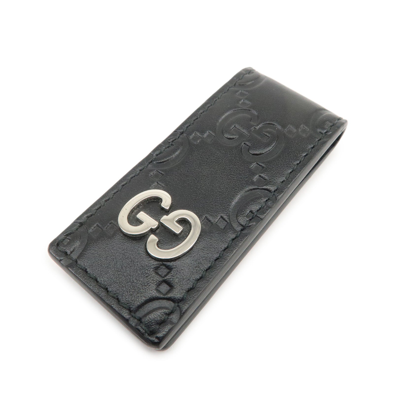 GUCCI Guccissima Leather Money Clip Bills Clip Black