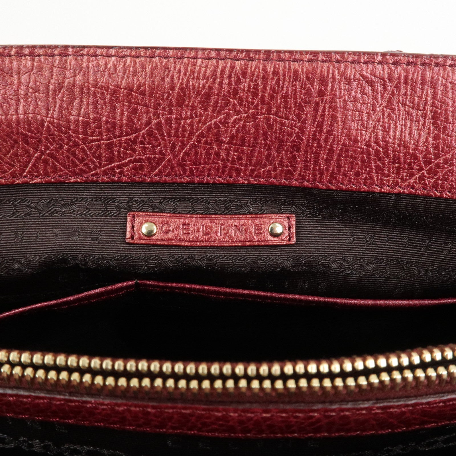 CELINE Logo Nylon Leather Boogie Bag Hand Bag Pink