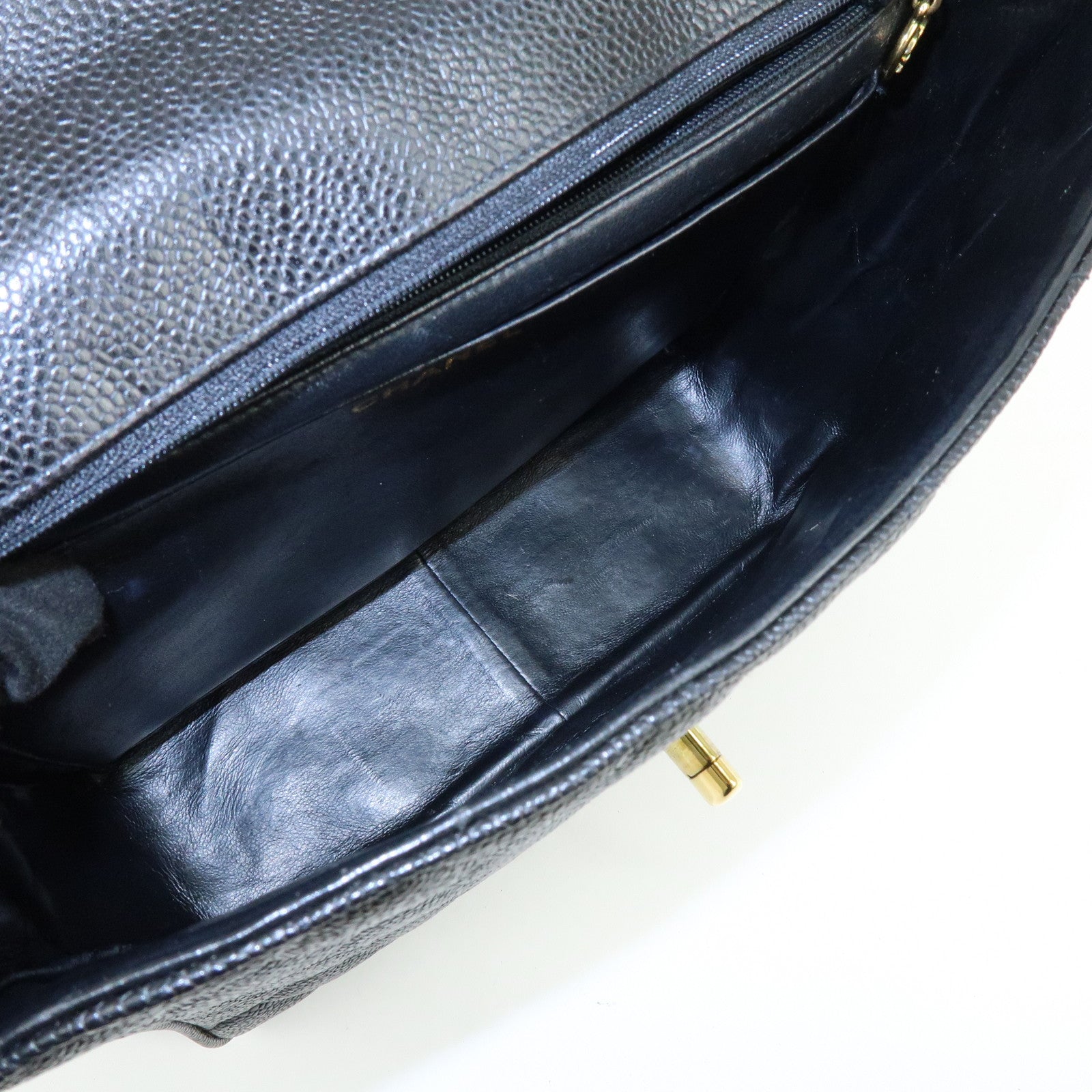 CHANEL Matelasse COCO Mark Caviarskin Chain Shoulder Bag Black