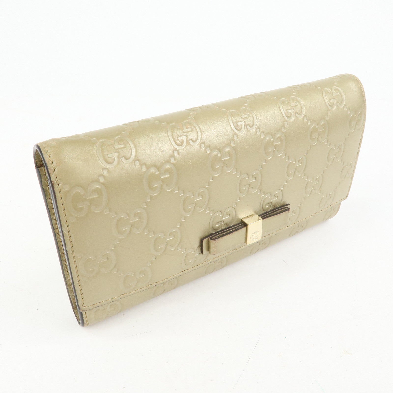 GUCCI Guccissima Interlocking G Flap Long Wallet Gold 388679