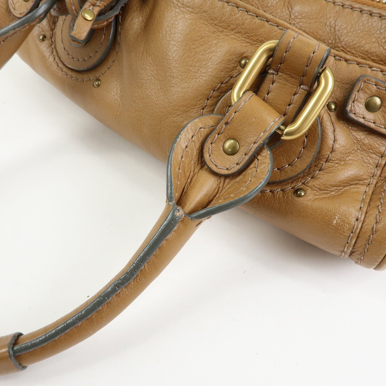 Chloe Paddington Leather Mini Hand Bag Boston Bag Brown
