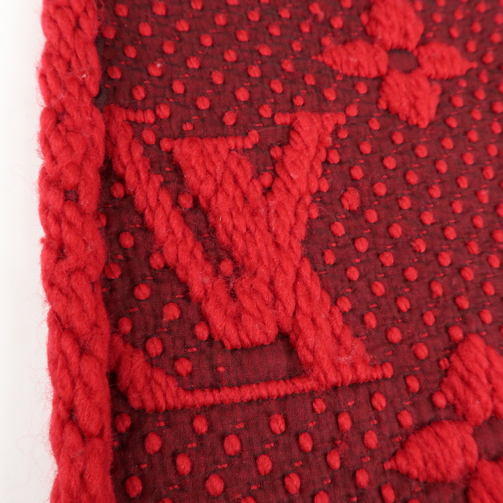 Louis Vuitton Echarpe Logomania Monogram Wool Silk Scarf Red