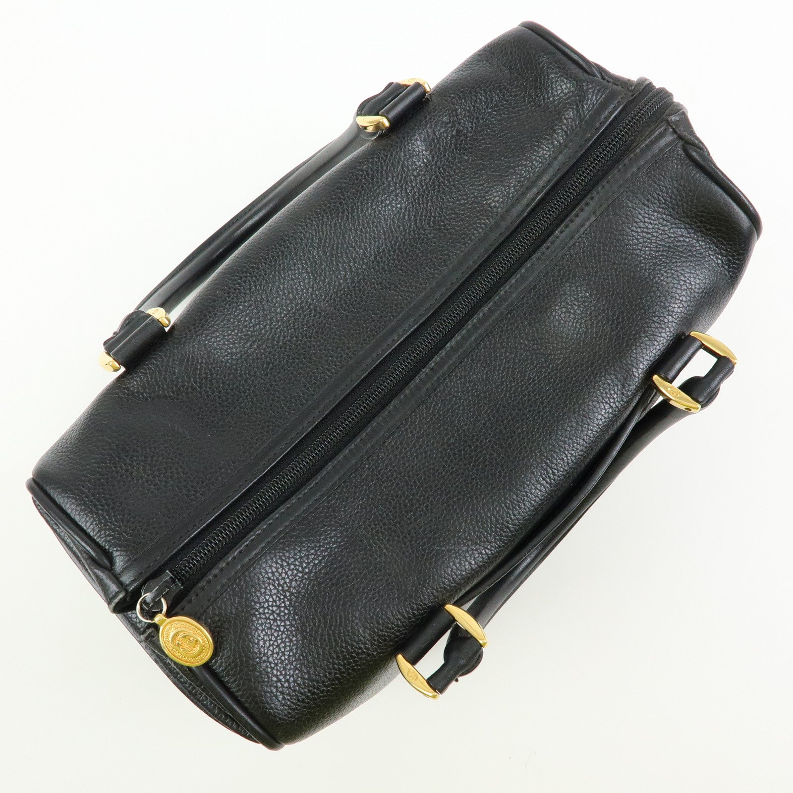 GUCCI Interlocking G Leather Boston Bag Hand Bag Black 000・58・0093