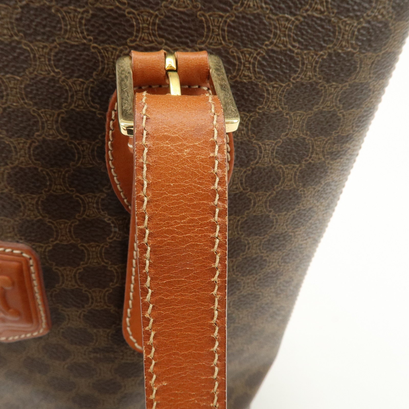 CELINE Macadam Logo PVC Leather Tote Bag Shoulder Bag Brown