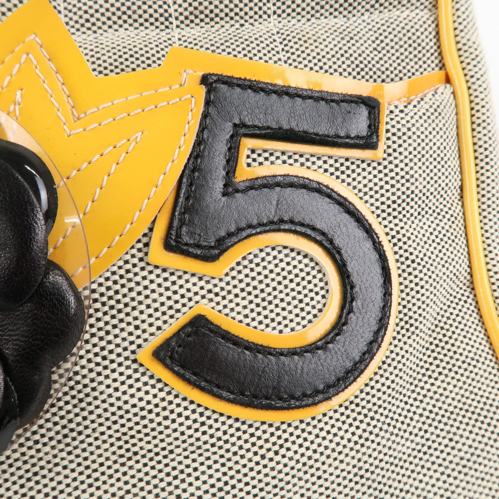 CHANEL Camelia No.5 Chocolate Bar Chain Shoulder Bag A31573 Used