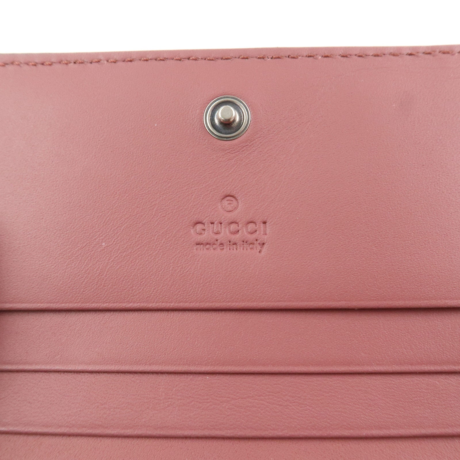 GUCCI GG Brooms GG Supreme Compact Wallet Beige Pink 453176