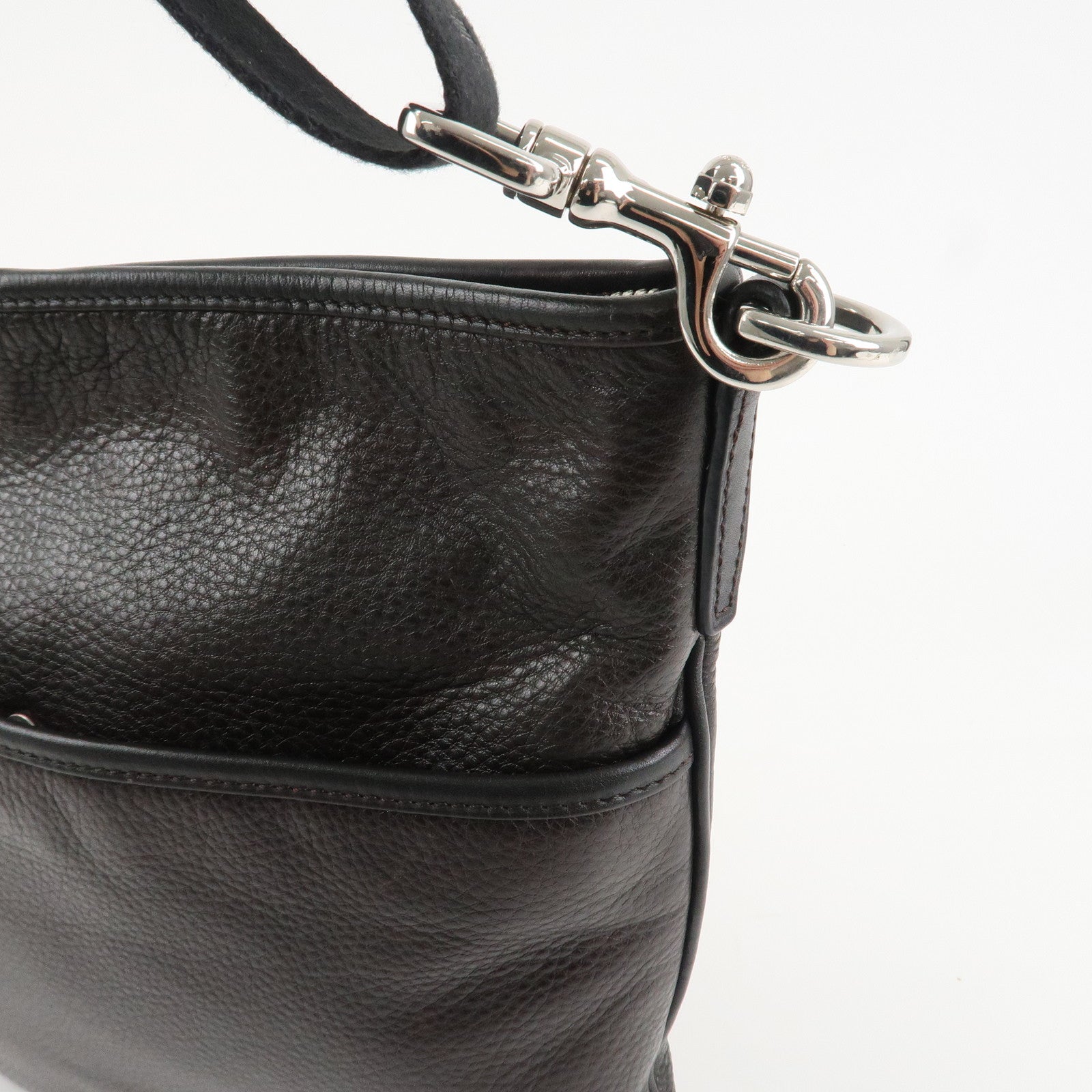 LOEWE Anagram Leather Shoulder Bag Dark Brown Used