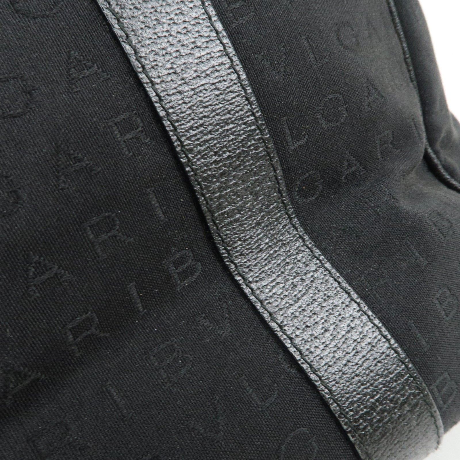 BVLGARI Logomania Canvas Leather Tote Bag Shoulder Bag Black