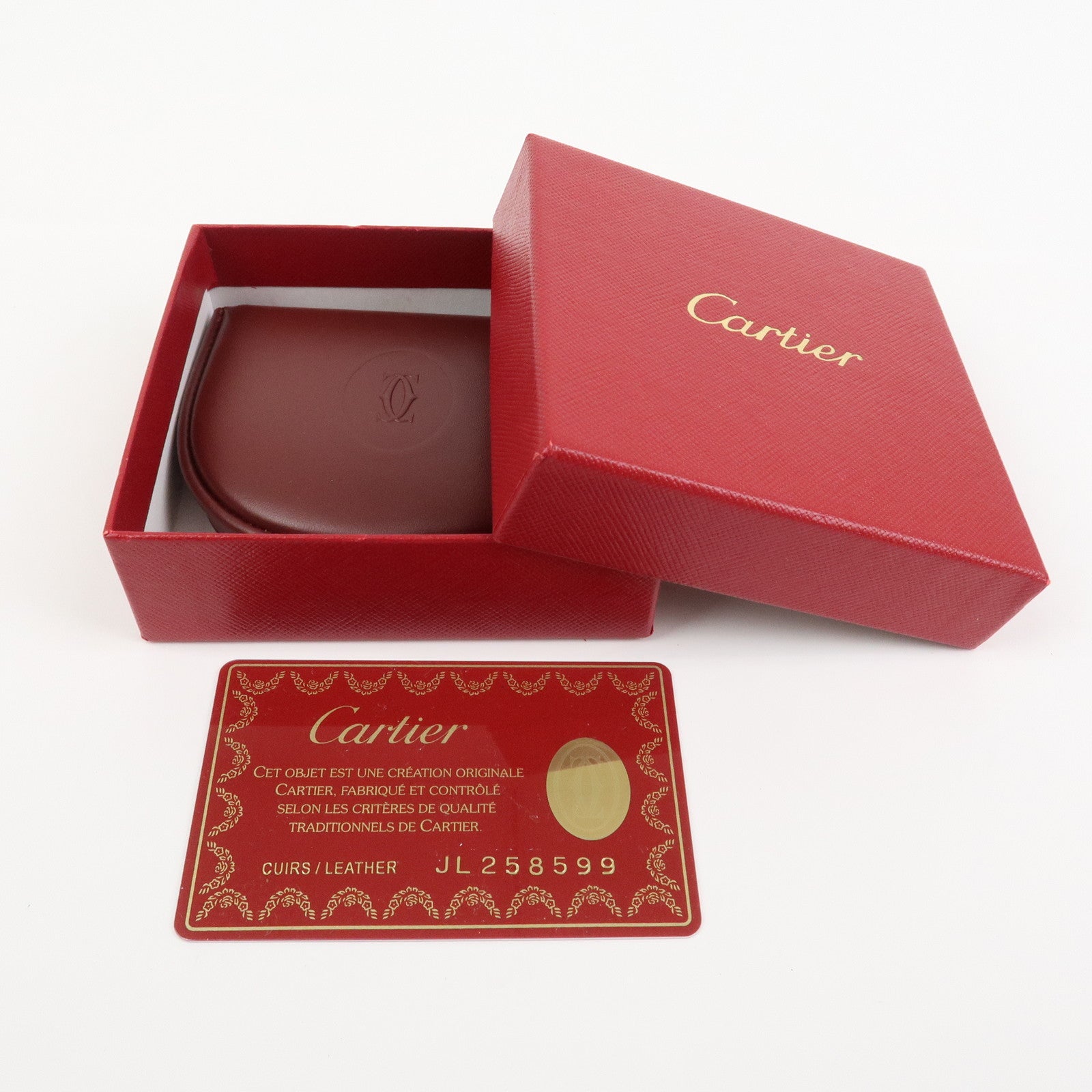 Cartier Must Line Logo Leather Coin Case Coin Purse Bordeaux