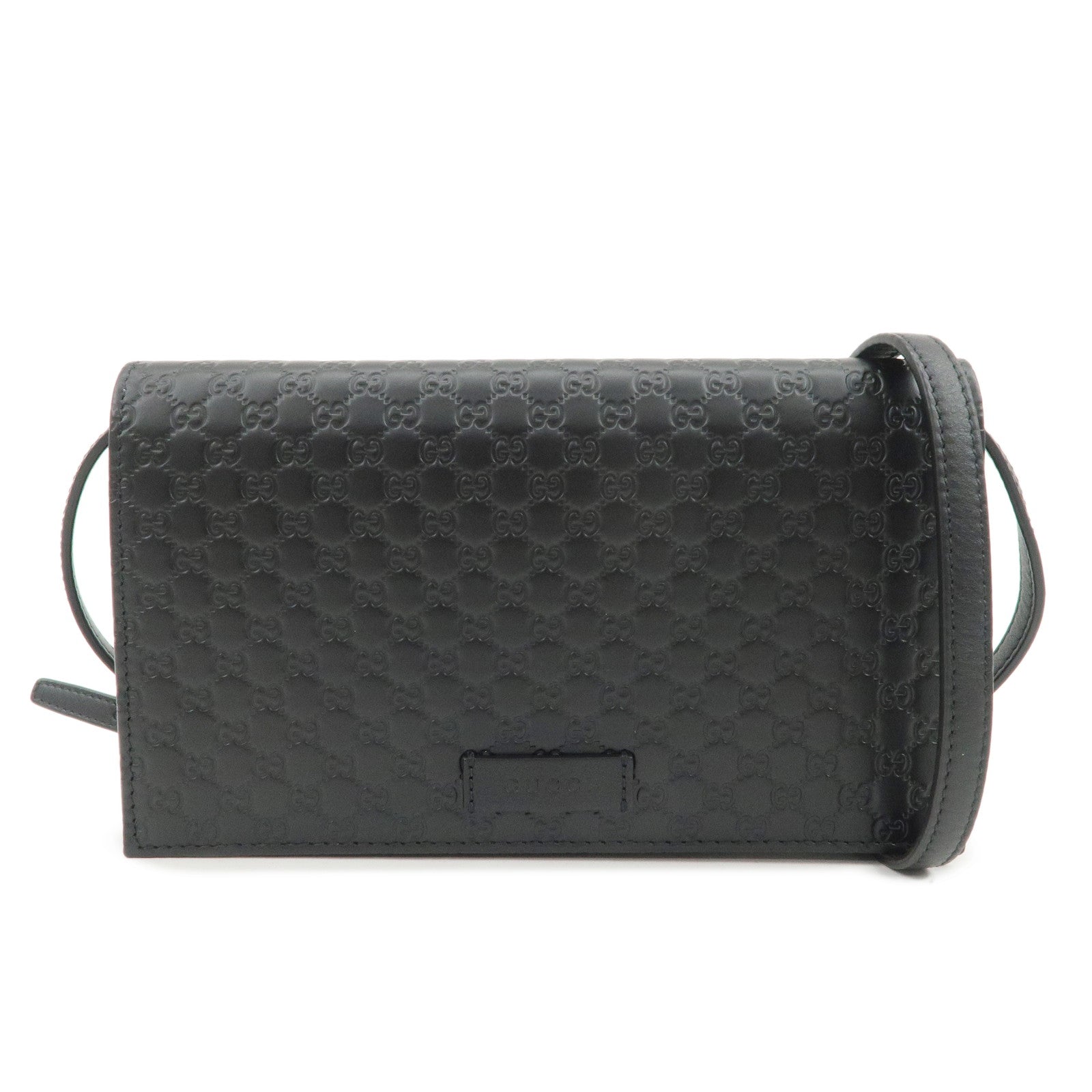 GUCCI Micro Guccissima Leather Shoulder Bag Wallet Bag Black 466507