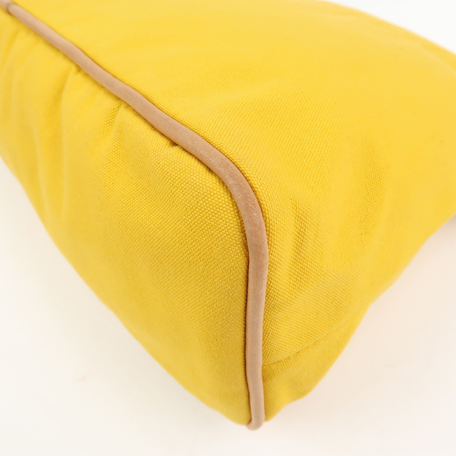 HERMES Bolide Pouch GM Canvas Leather Cosmetic Pouch Yellow