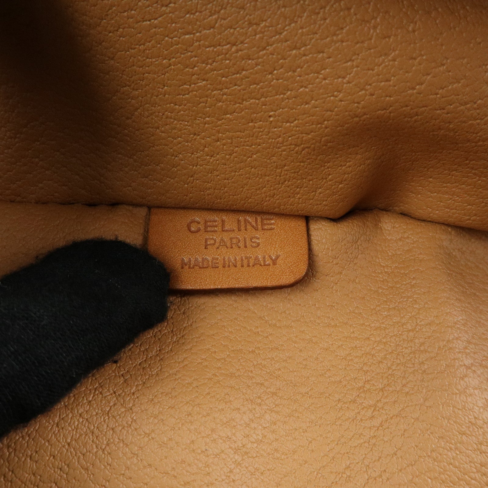 CELINE Macadam PVC Leather Hand Bag Vanity Bag Pouch Brown