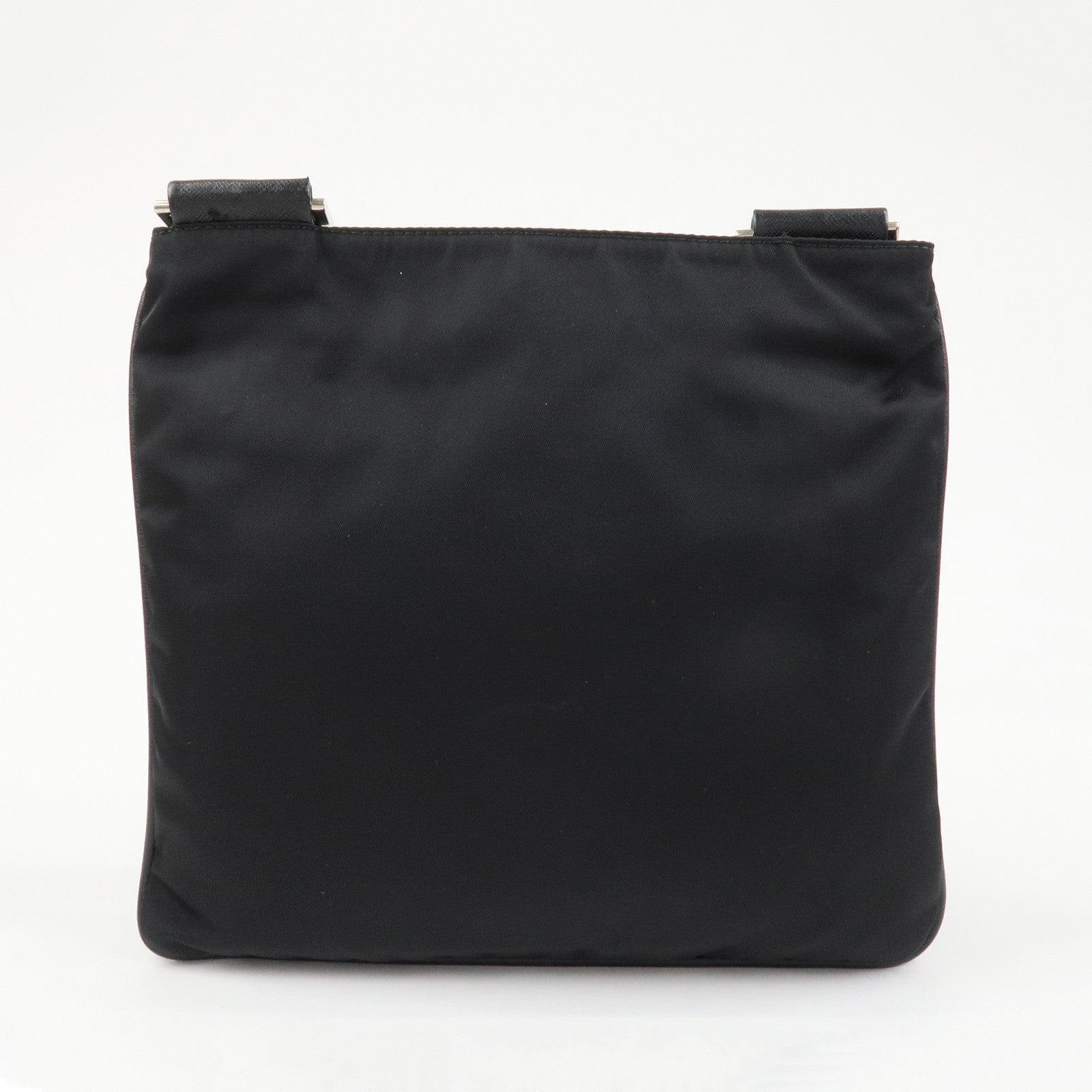 PRADA Triangle Logo Nylon Leather Shoulder Bag Black 1BH978