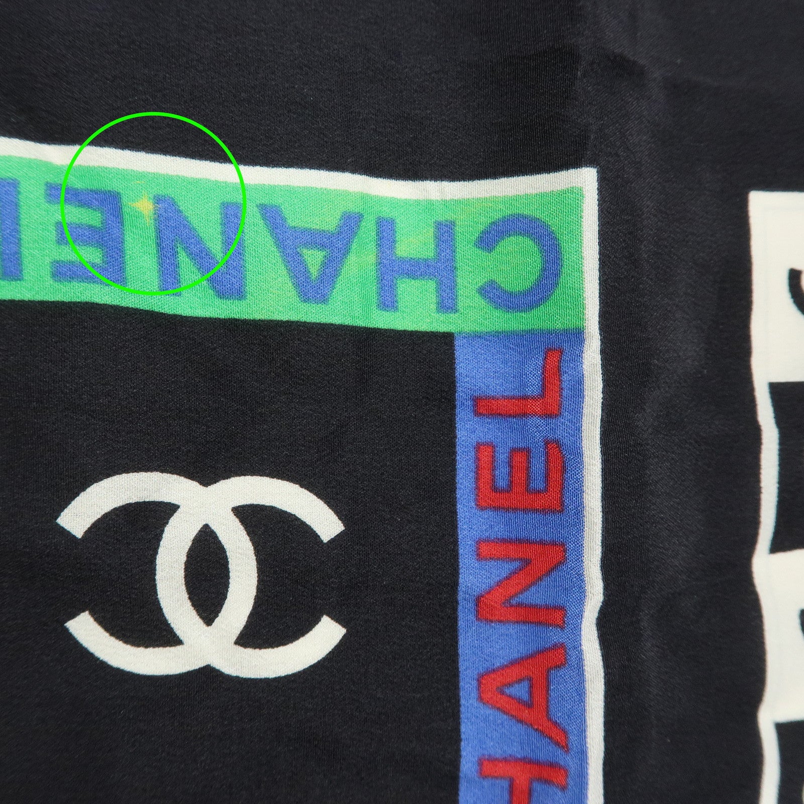 CHANEL COCO Mark Silk 100% Scarf 85×85 Black Multicolor