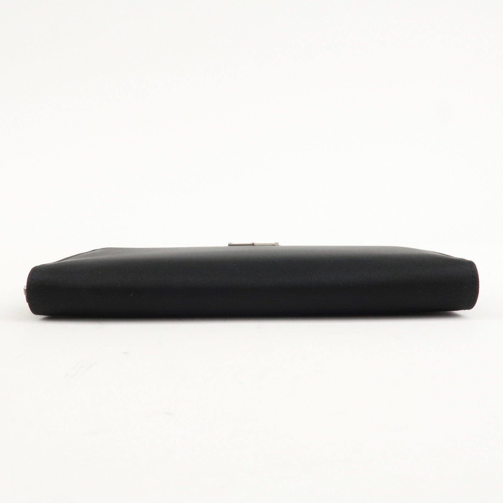 PRADA Nylon Leather Round Zippy Long Wallet Black M822 Used