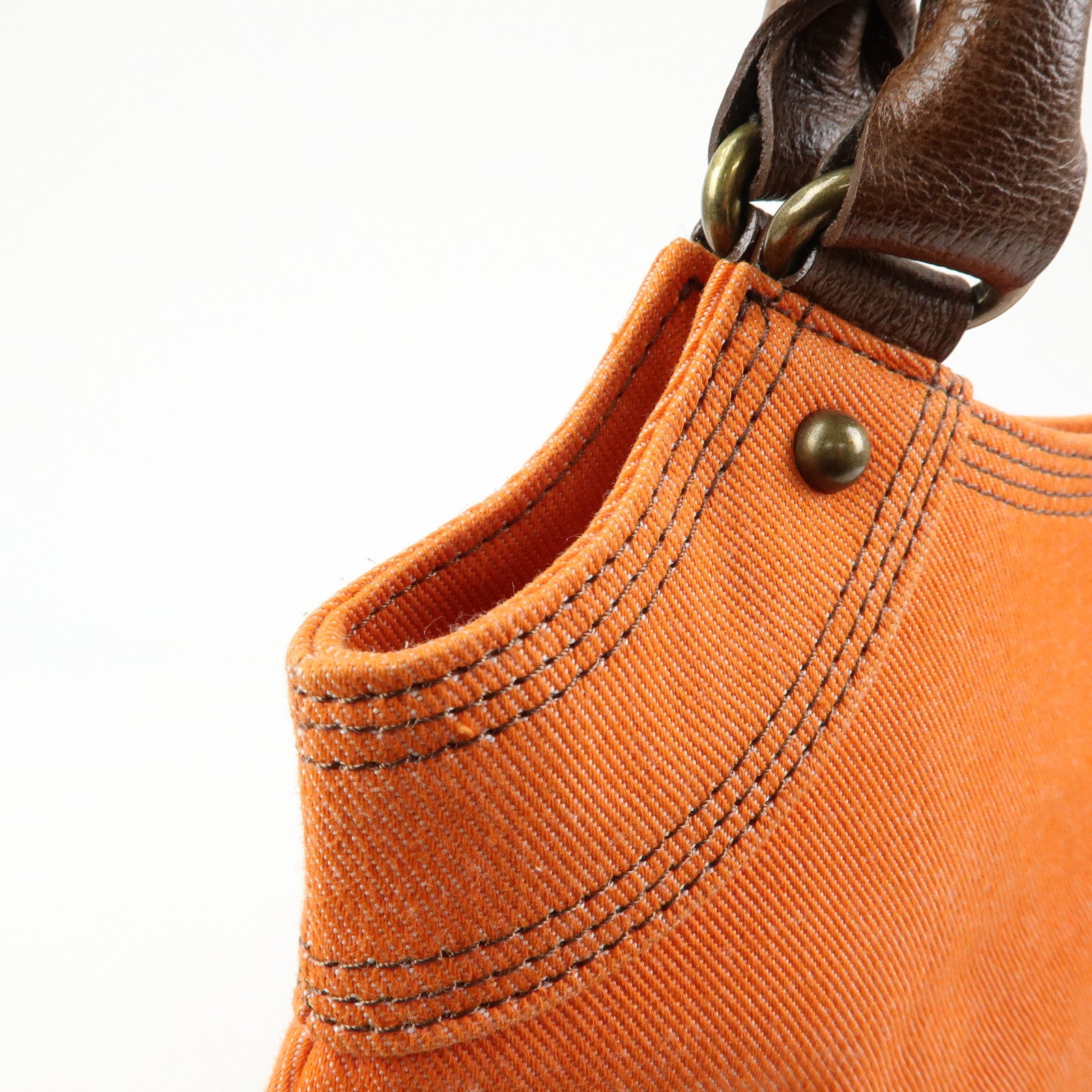 BURBERRY Blue Label Canvas Leather Tote Bag Shoulder Bag Orange