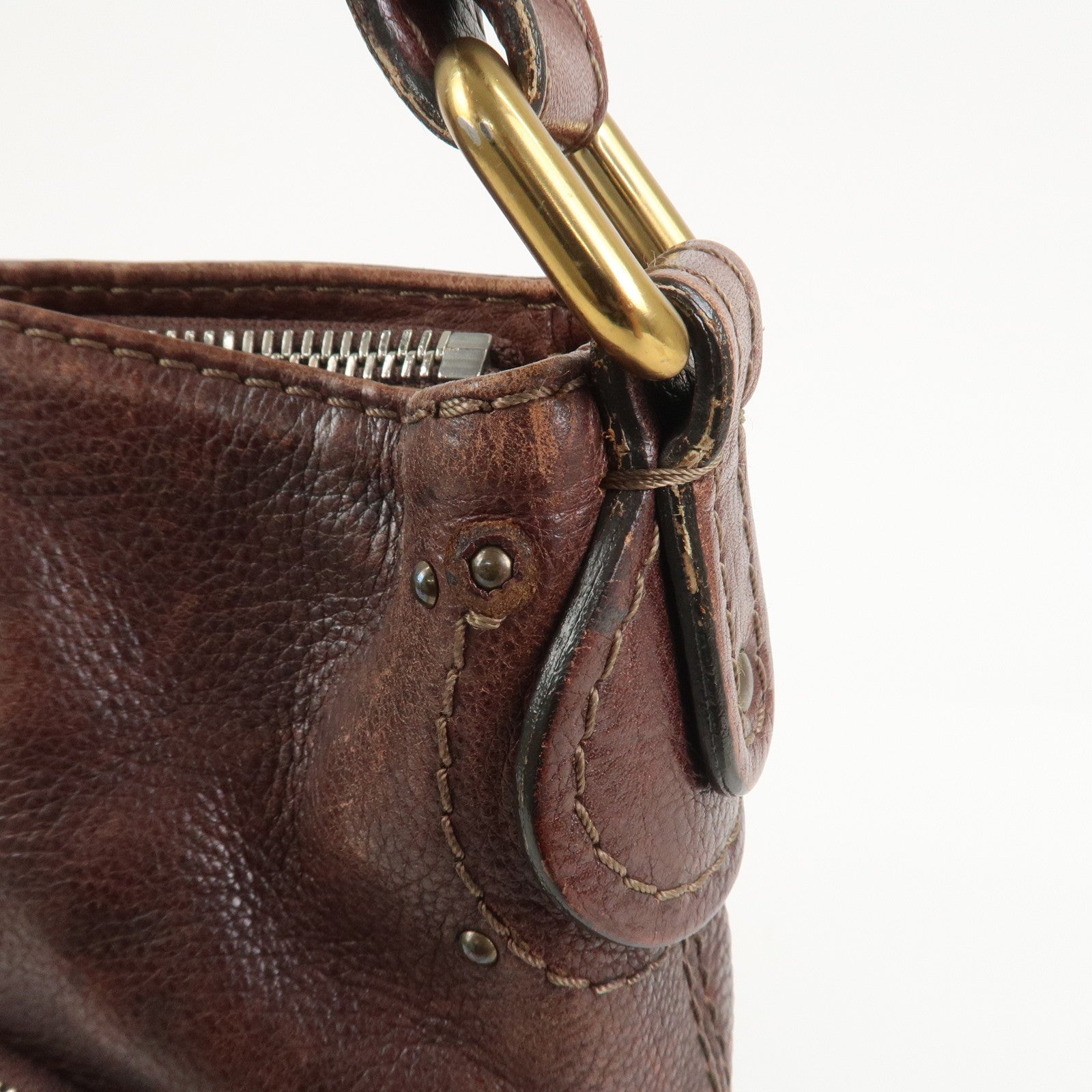 Chloe Paddington Leather Shoulder Crossbody Bag Brown