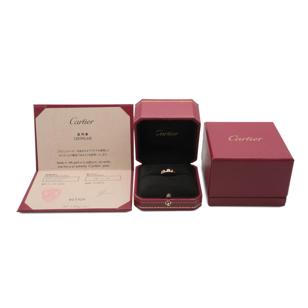 Cartier Mini Love 1P Diamond Ring K18 750PG Rose Gold #51 US5.75