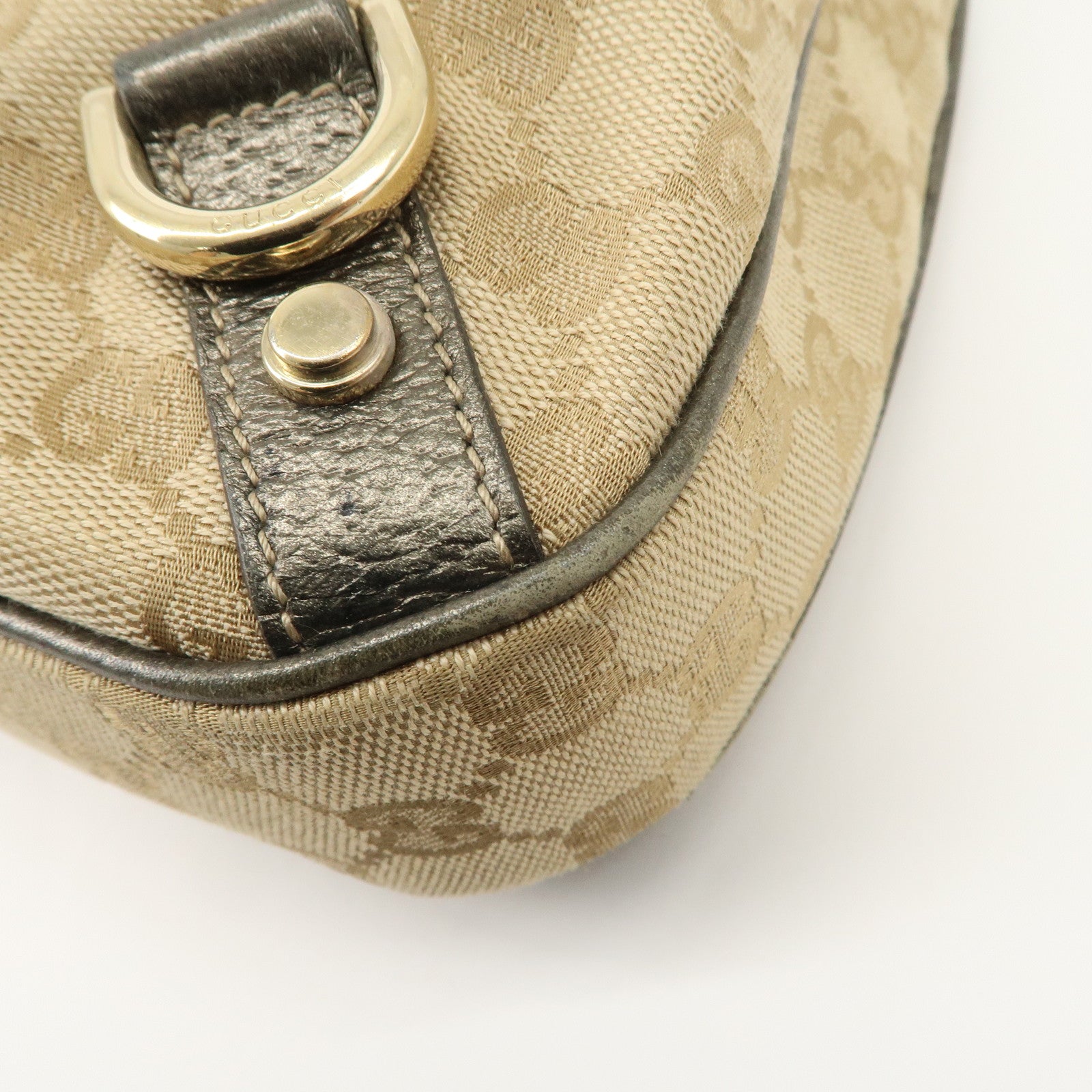 GUCCI Abbey GG Canvas Leather Shoulder Bag Beige Bronze 130738 Used