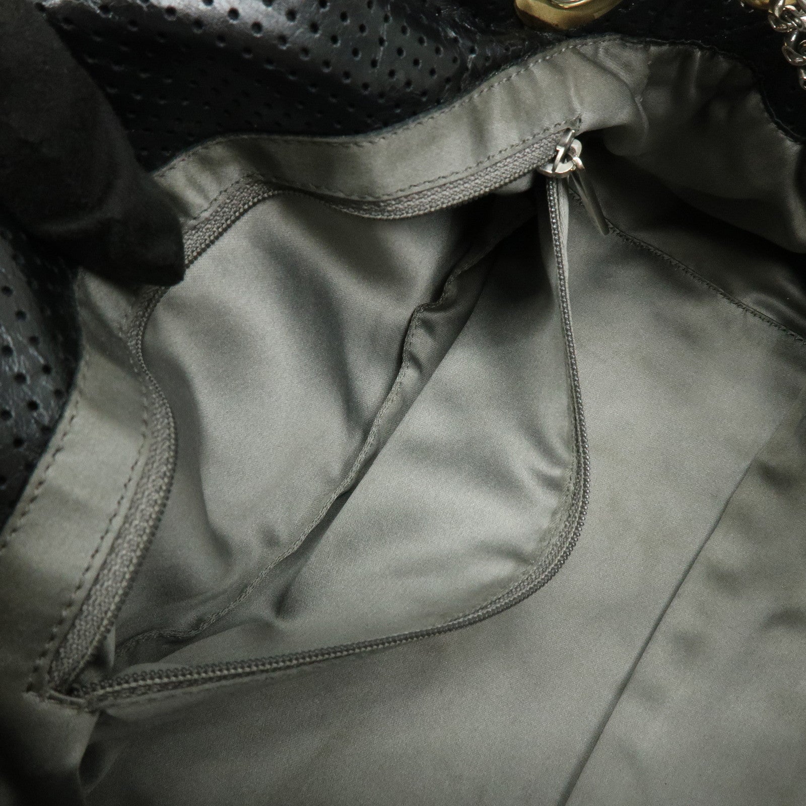 CHANEL 2.55 Punching Calf Leather Chain Shoulder Bag  Black